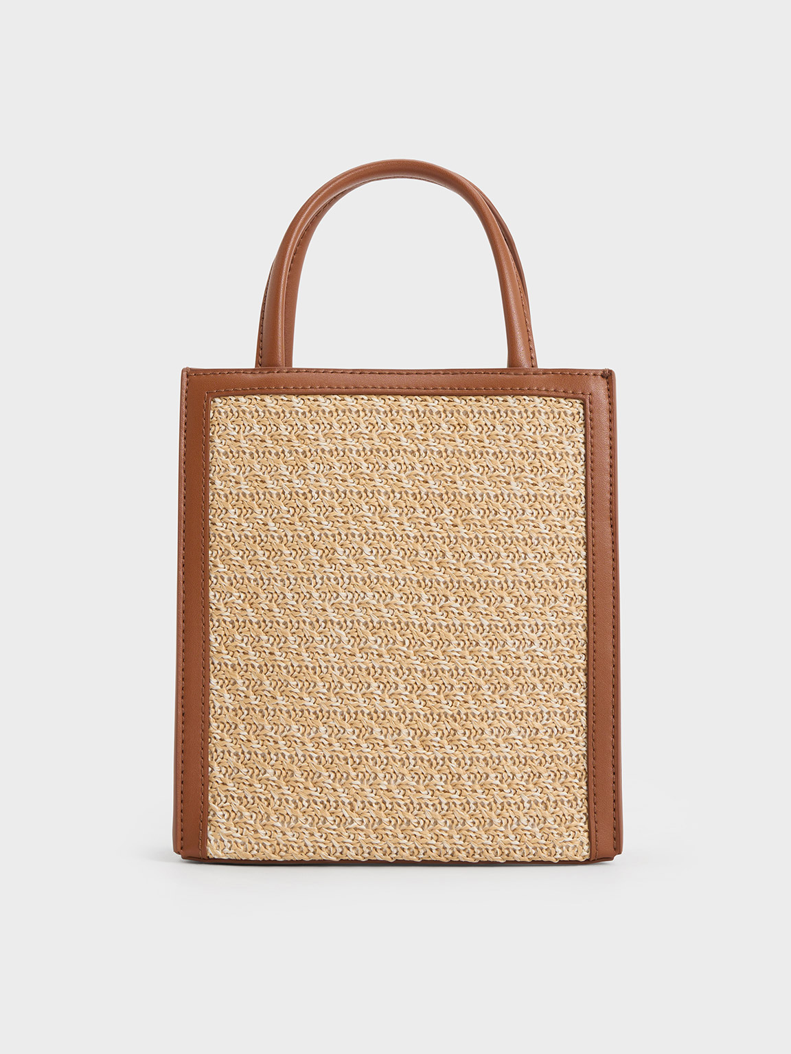 Shop Charles & Keith Raffia Double Handle Tote Bag In Multi