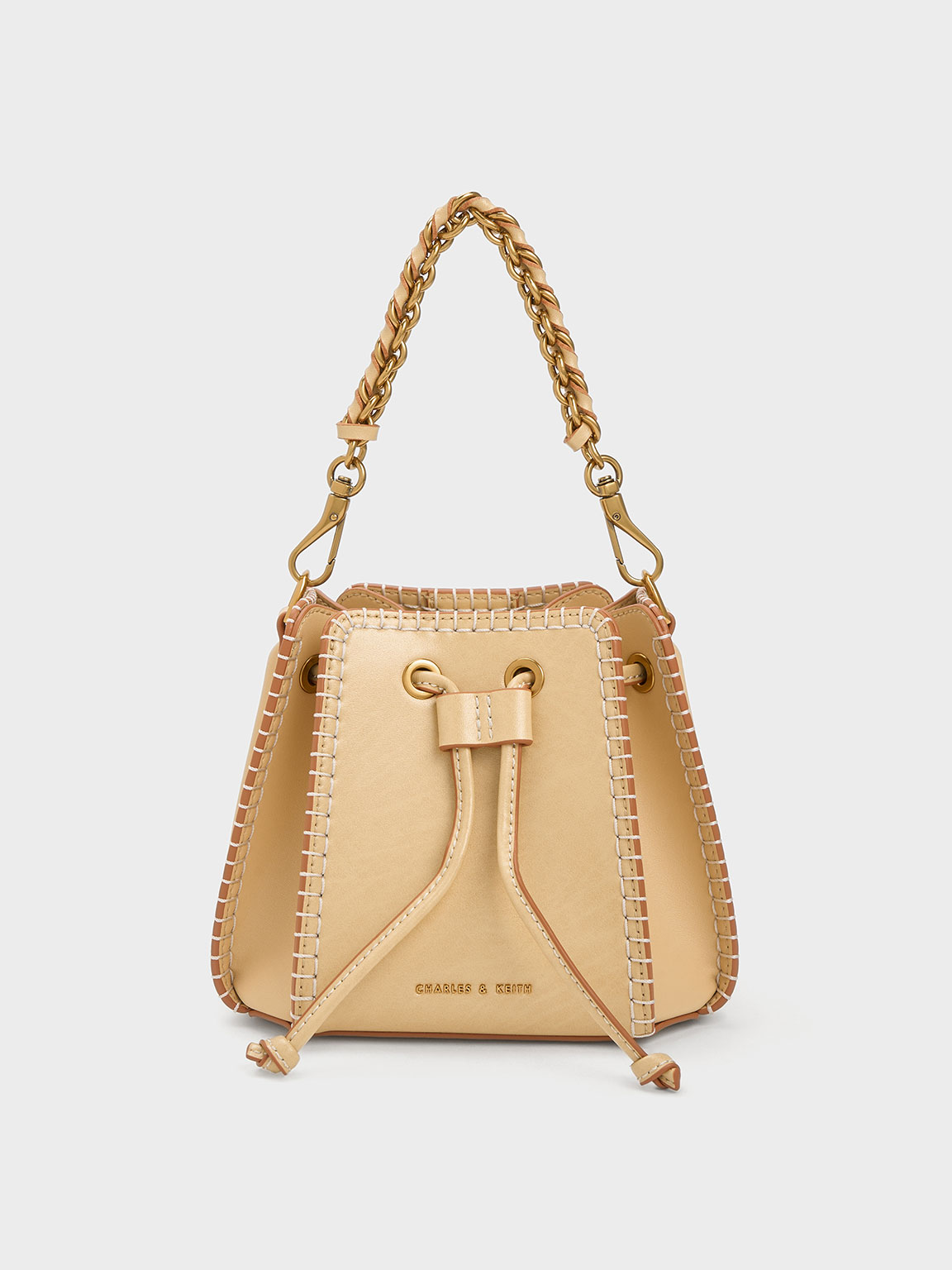 Beige Circe Stitch-Trim Bucket Bag - CHARLES & KEITH TW Beige Circe Stitch-Trim Bucket Bag | CHARLES & KEITH