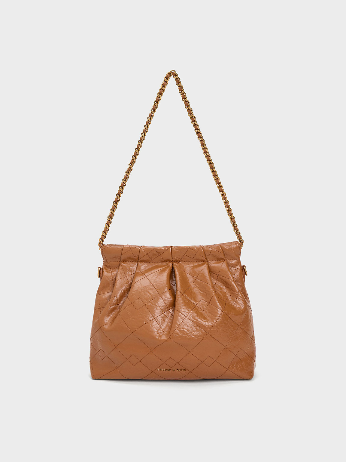 Chocolate Duo Chain Handle Shoulder Bag - CHARLES & KEITH US