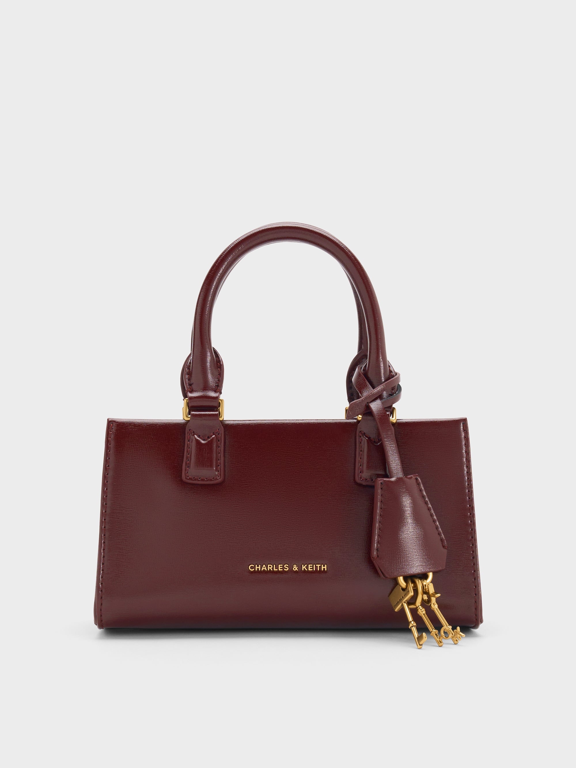 Mini Kerry Top Handle Bag - Wineberry Red - CHARLES & KEITH US