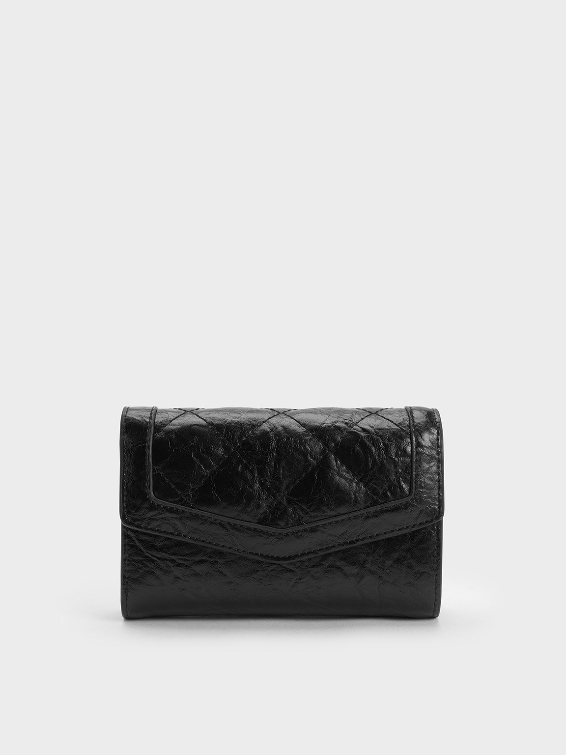 Black Arley Wrinkled Quilted Wallet - CHARLES & KEITH US