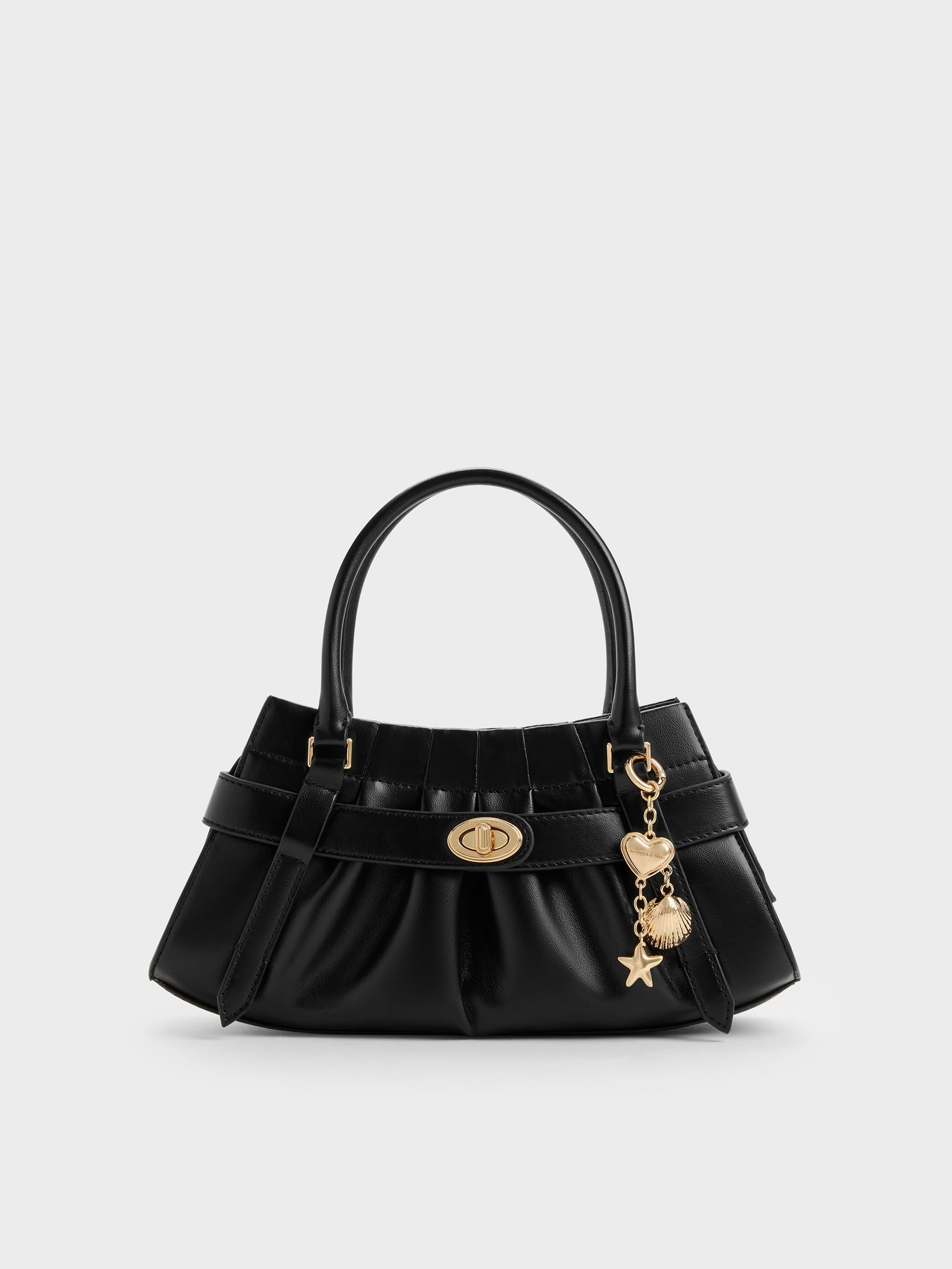 Isolde Belted Ruched Crossbody Bag - Black - CHARLES & KEITH US