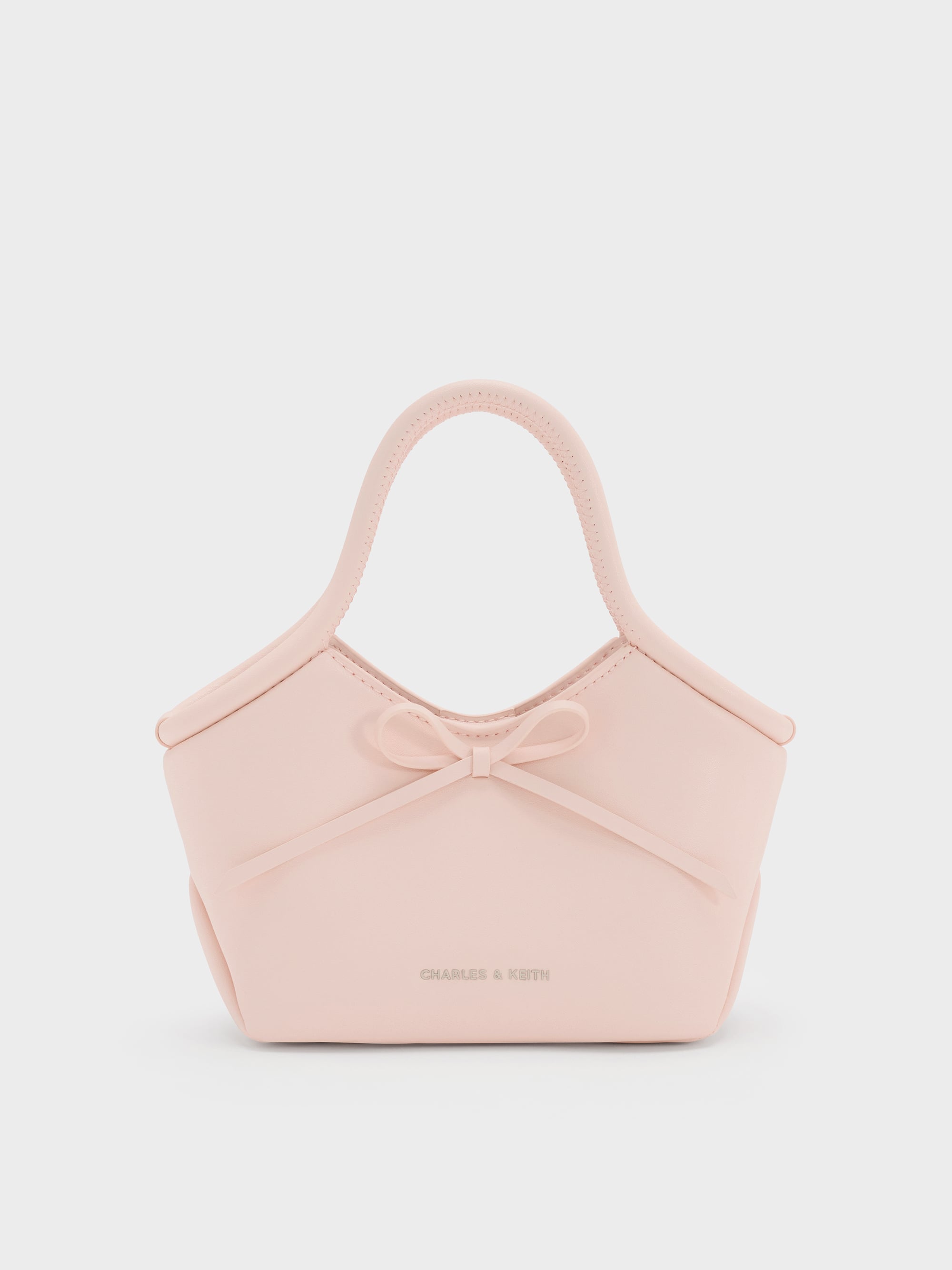 Charles & Keith - Hazel Bow Tubular Top Handle Bag In Soft Pink