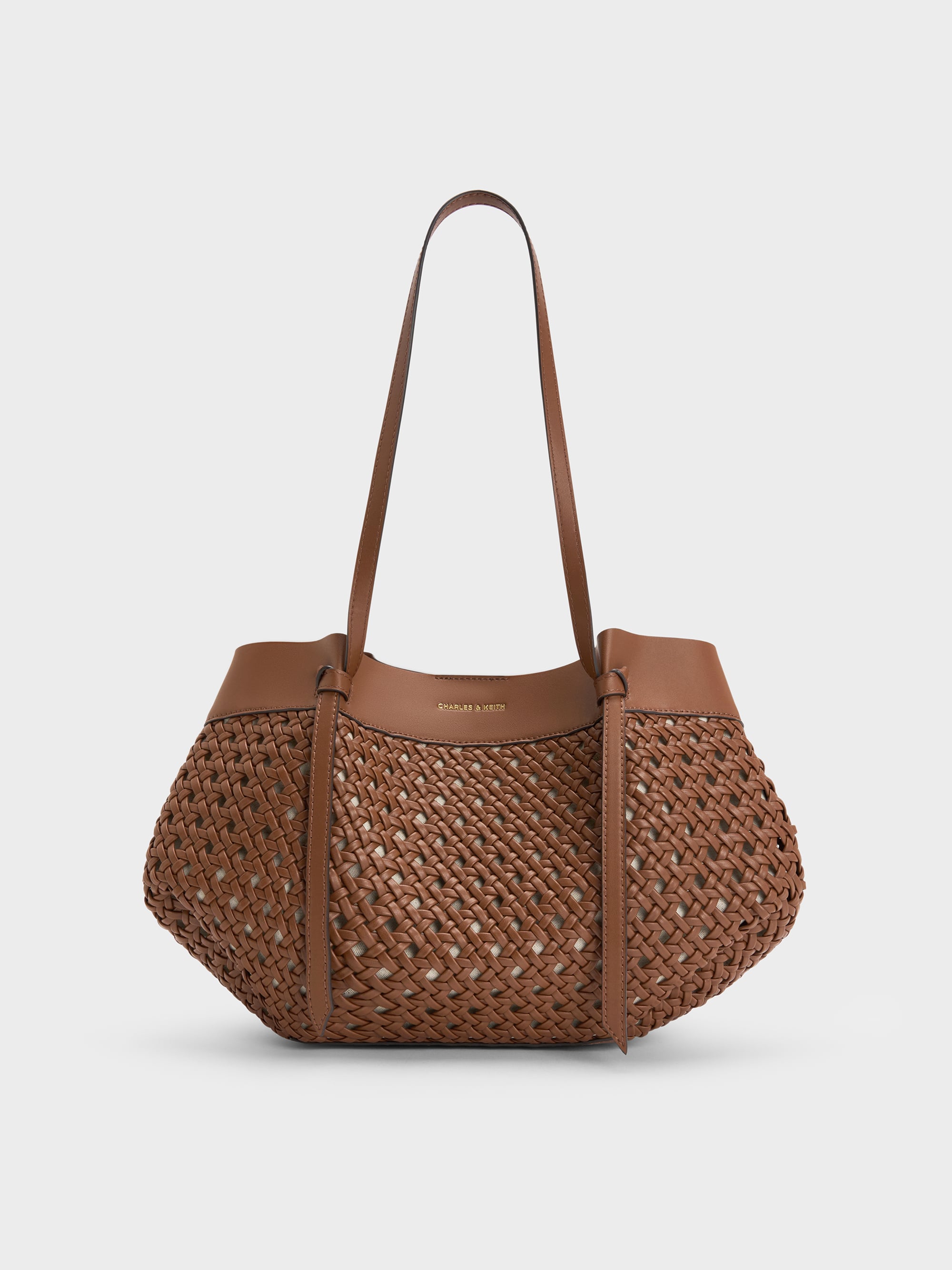 CHARLES&amp;KEITH チャールズ&amp;キース 2WAYバッグ  PVC    ブラウン  / 240001197613 Charles and Keith - CHARLES&KEITH チャールズ&キース 2WAYバッグ PVC