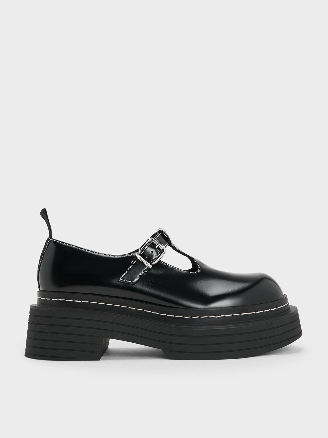 Charles & Keith - T-bar Platform Mary Janes In Black Box