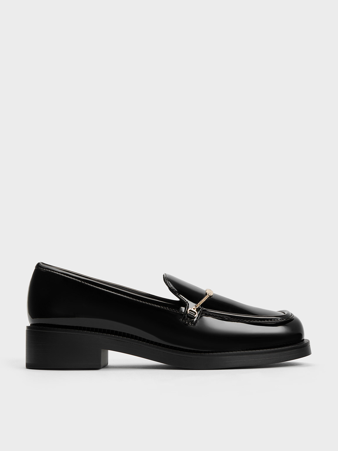 Black Boxed Lexie Metallic-Accent Loafers - CHARLES & KEITH MY