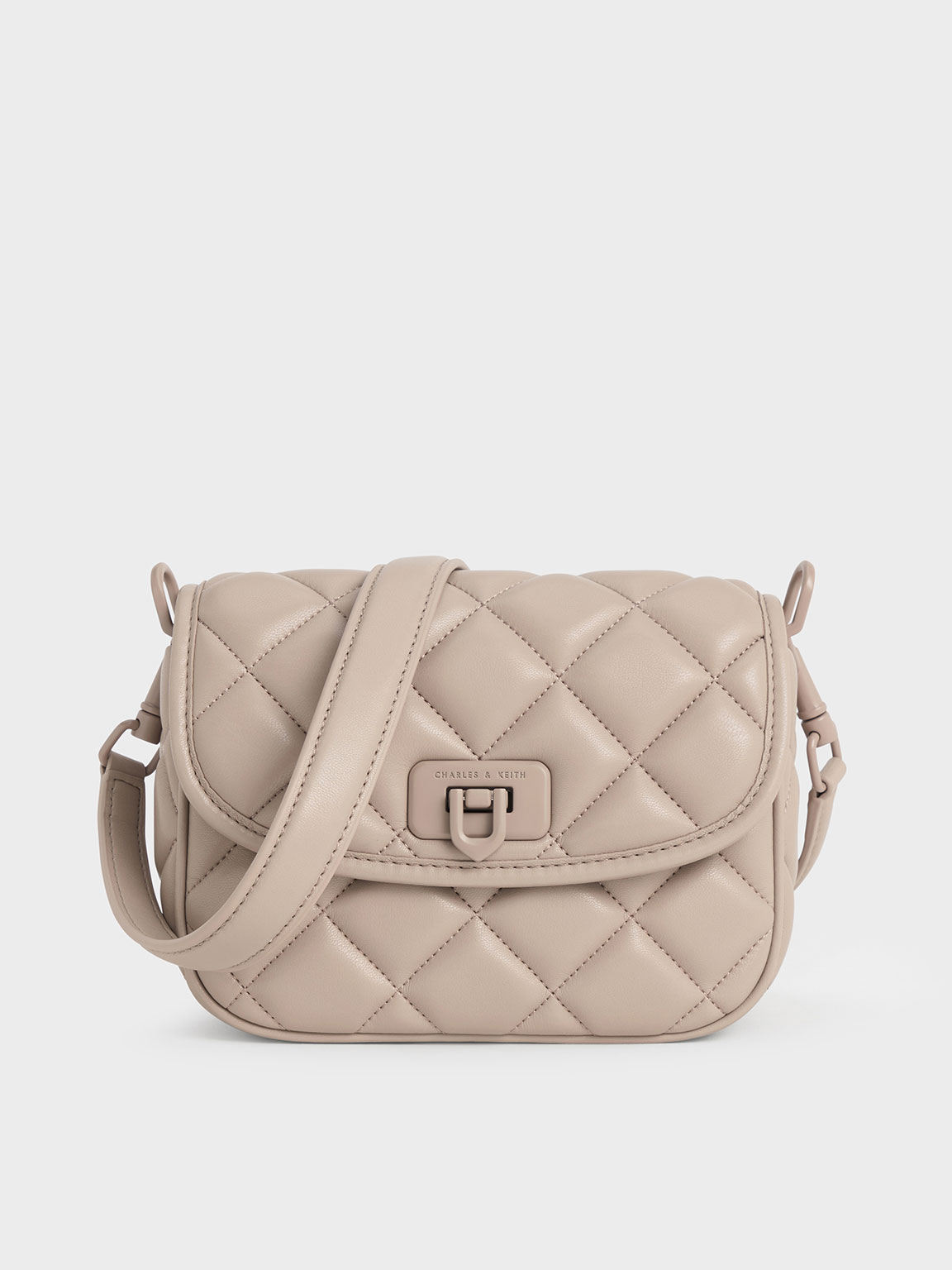 Charles & Keith Cressida Quilted Crossbody Bag In Brown