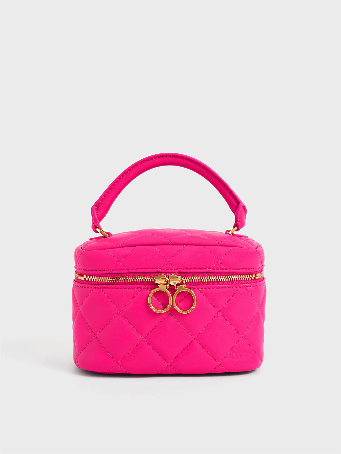 Charles & Keith - Women's Quilted Two-Way Zip Mini Bag, Fuchsia, Xs