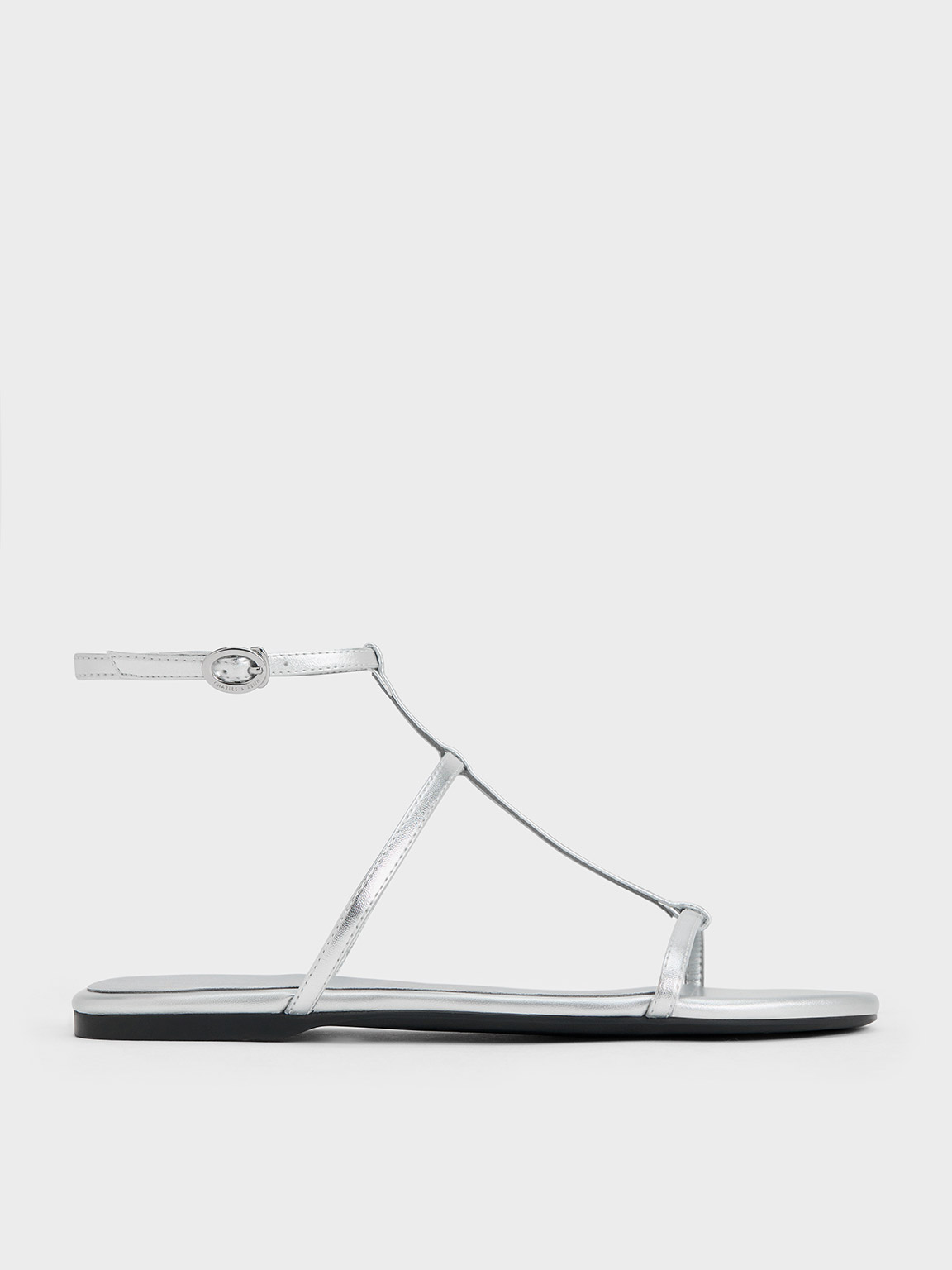 Charles & Keith Recycled Polyester Gladiator Sandals In Silver