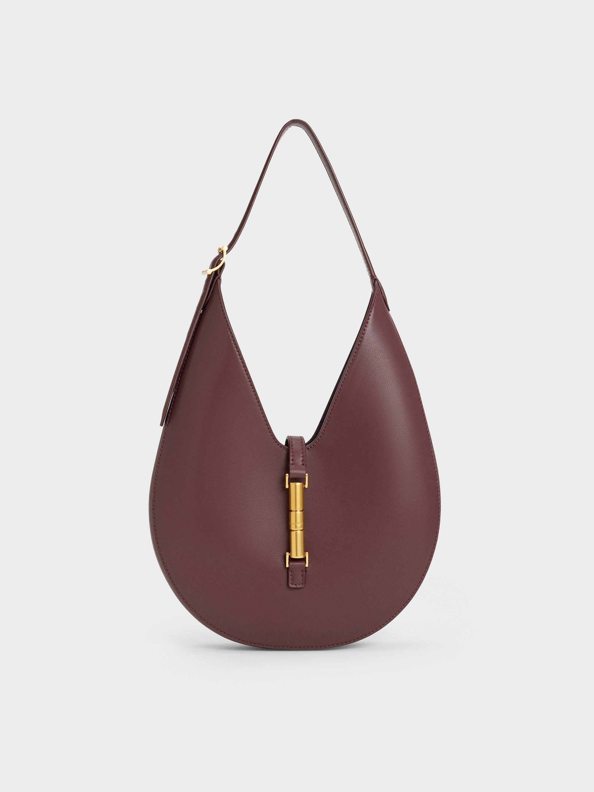Charles & Keith - Cesia Metallic-accent Hobo Bag In Red