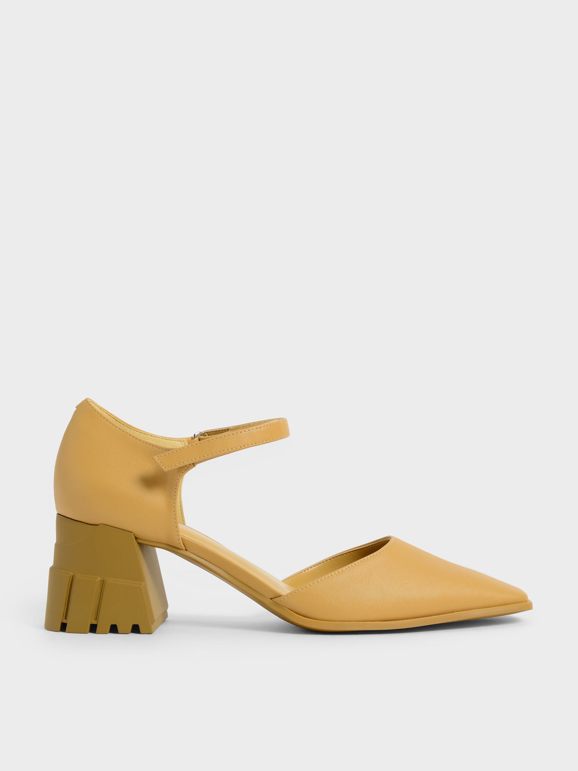 Mustard Square Toe D'Orsay Pumps - CHARLES & KEITH International
