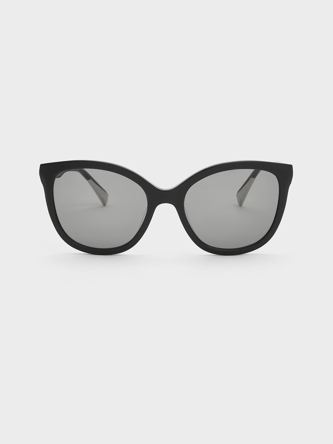 Charles & Keith Recycled Acetate Oval Sunglasses In Black