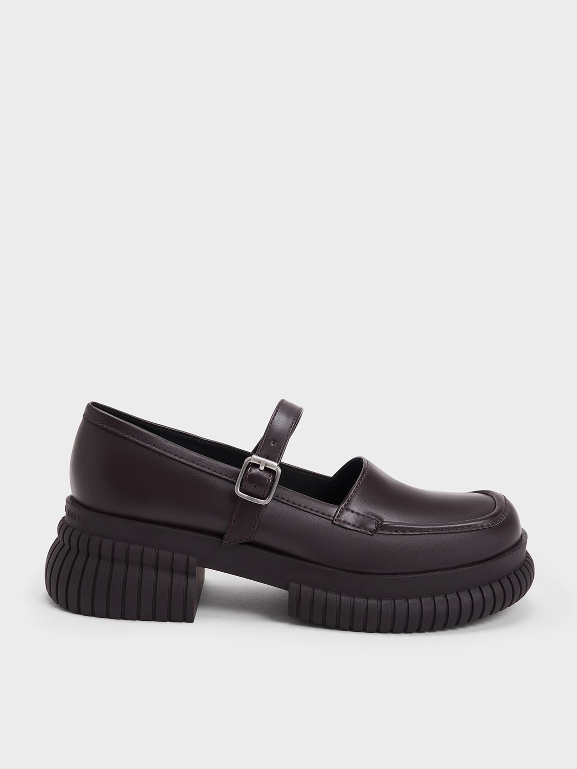 Charles & Keith Buckled Mary Jane Loafers In Dark Brown