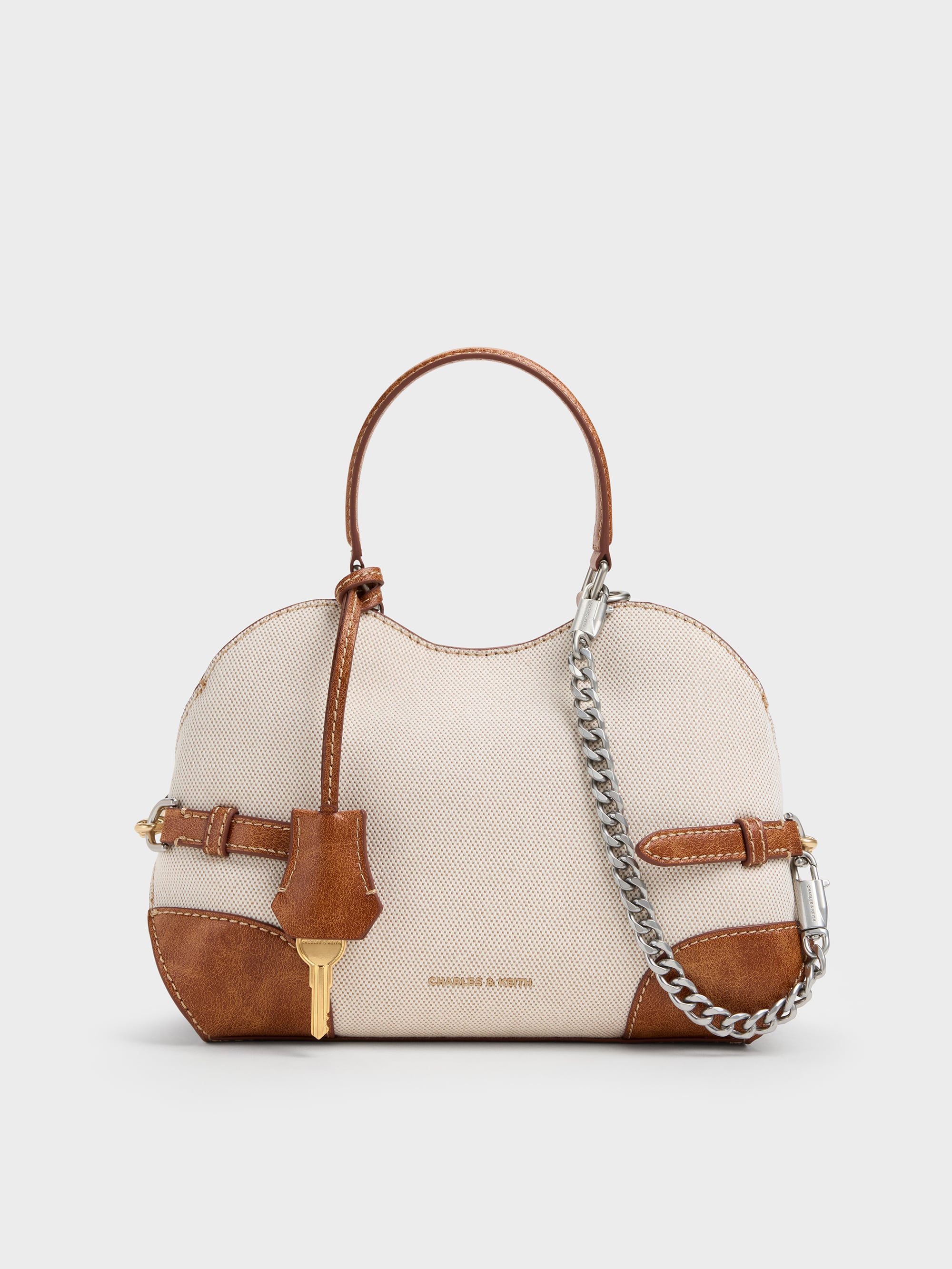 Delfina Canvas Chain Side-Belt Tote Bag - Multi - CHARLES & KEITH US