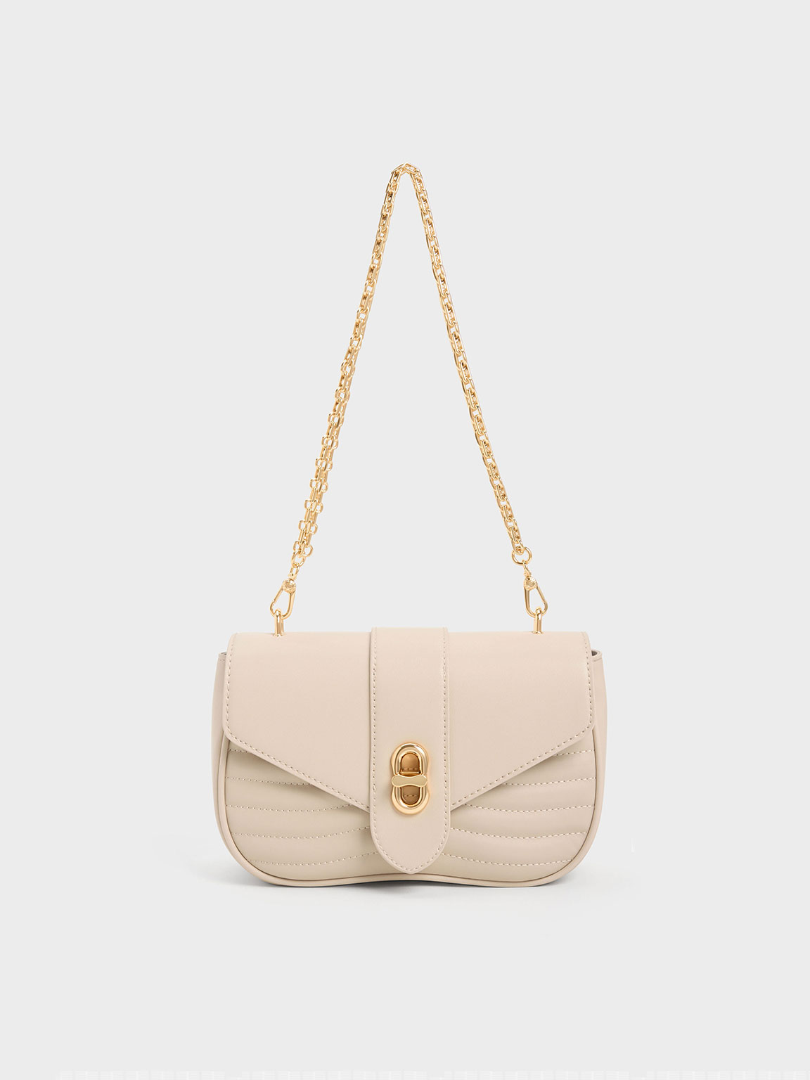 Charles & Keith Aubrielle Panelled Crossbody Bag In Neutral