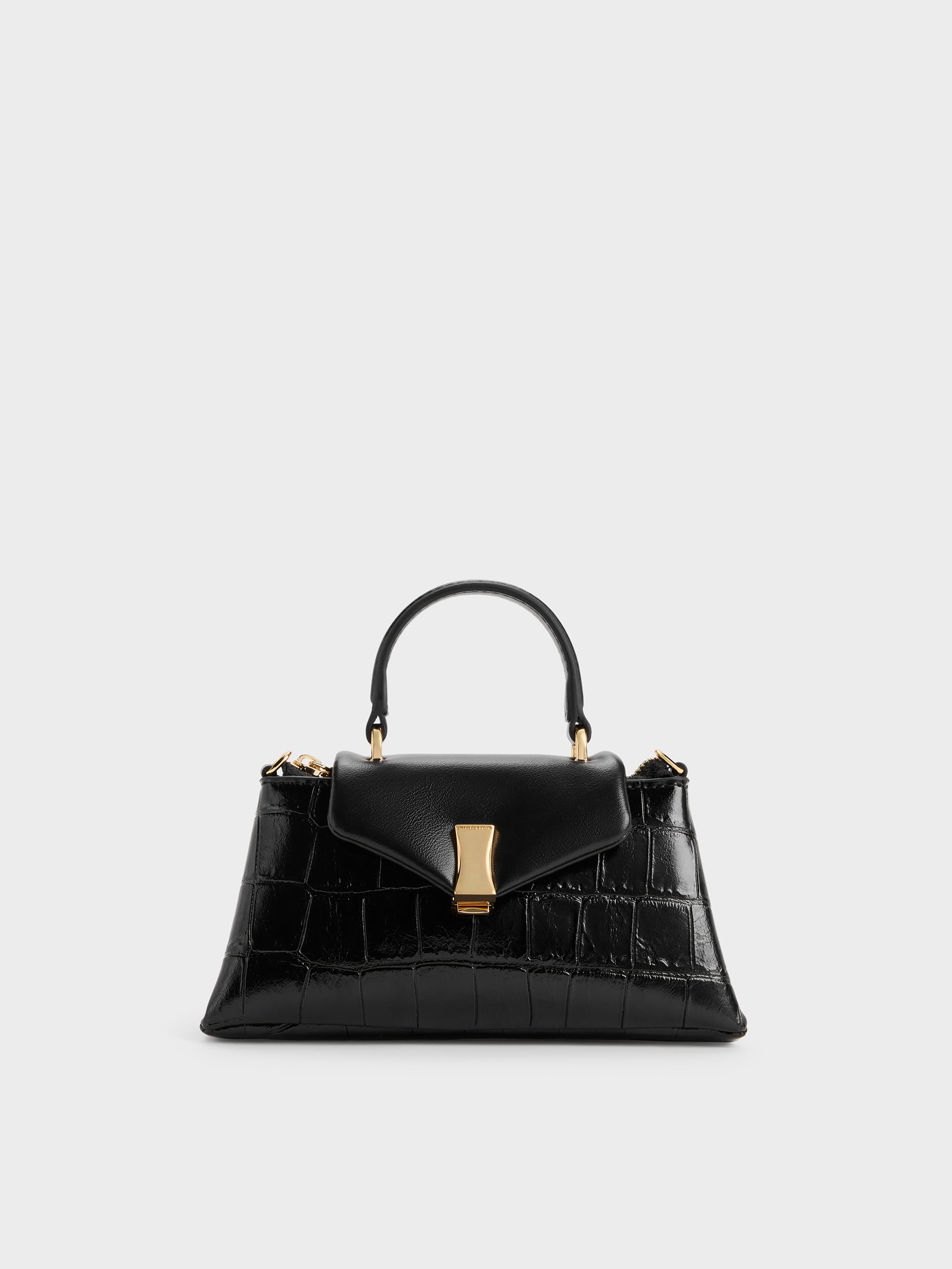 Micro Lilibet Croc-Effect Top Handle Bag - Black - CHARLES & KEITH US Micro Lilibet Croc-Effect Top Handle Bag - Black - CHARLES & KEITH US