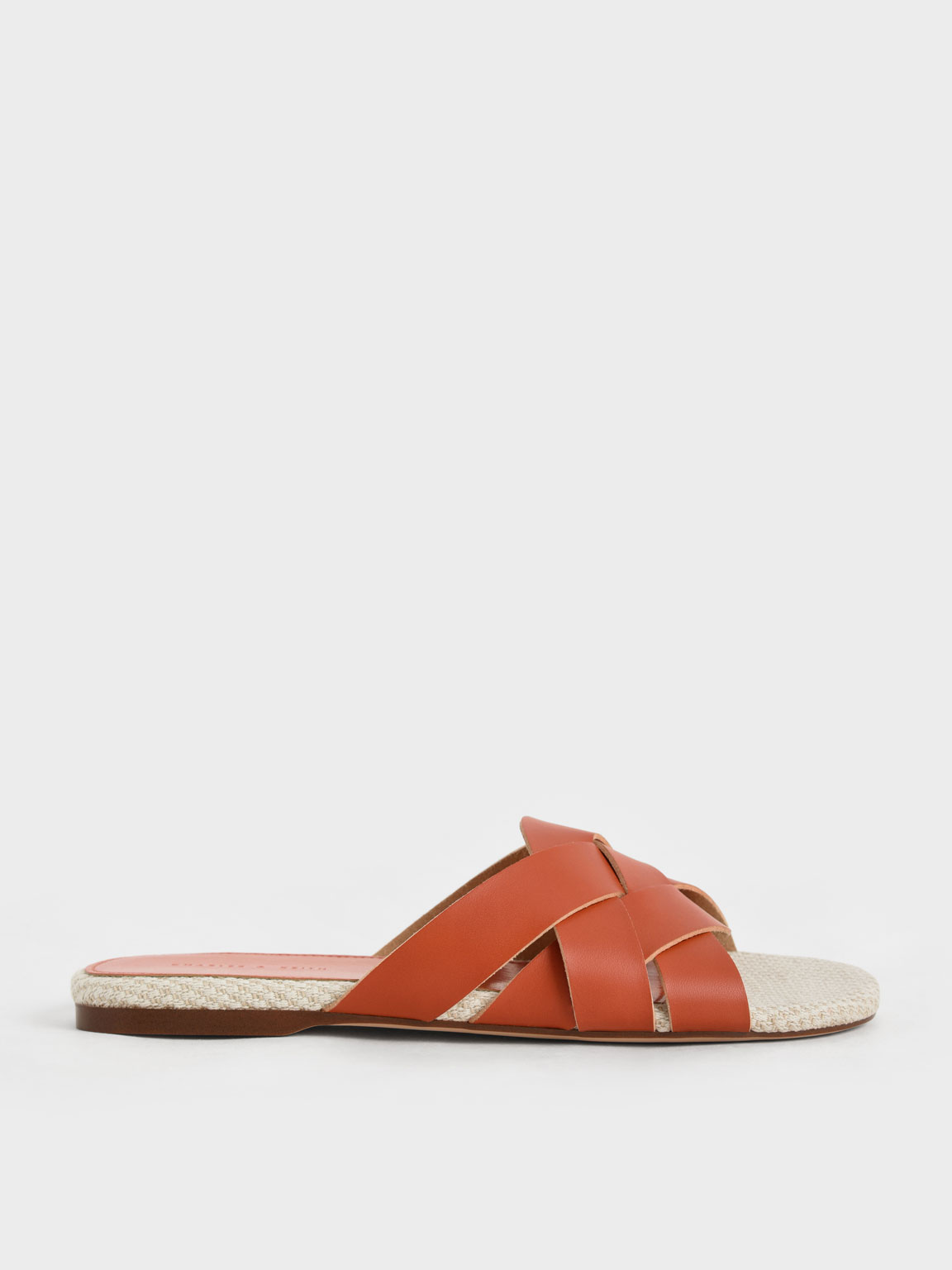 Orange Woven Slide Sandals - CHARLES u0026 KEITH KR