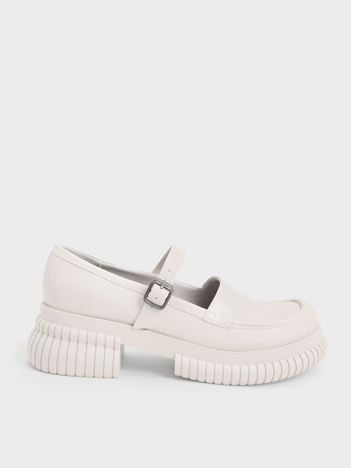 Charles & Keith Buckled Mary Jane Loafers In Chalk