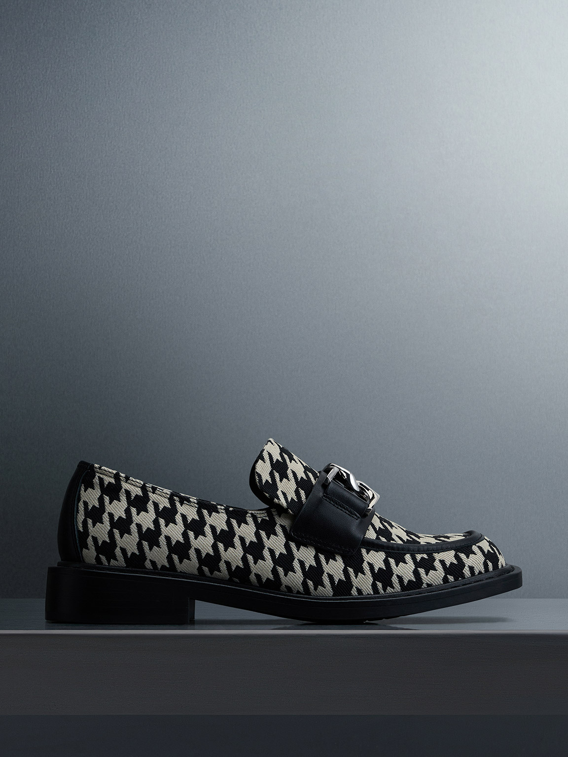 Charles & Keith Gabine Leather Houndstooth Loafers In Multi