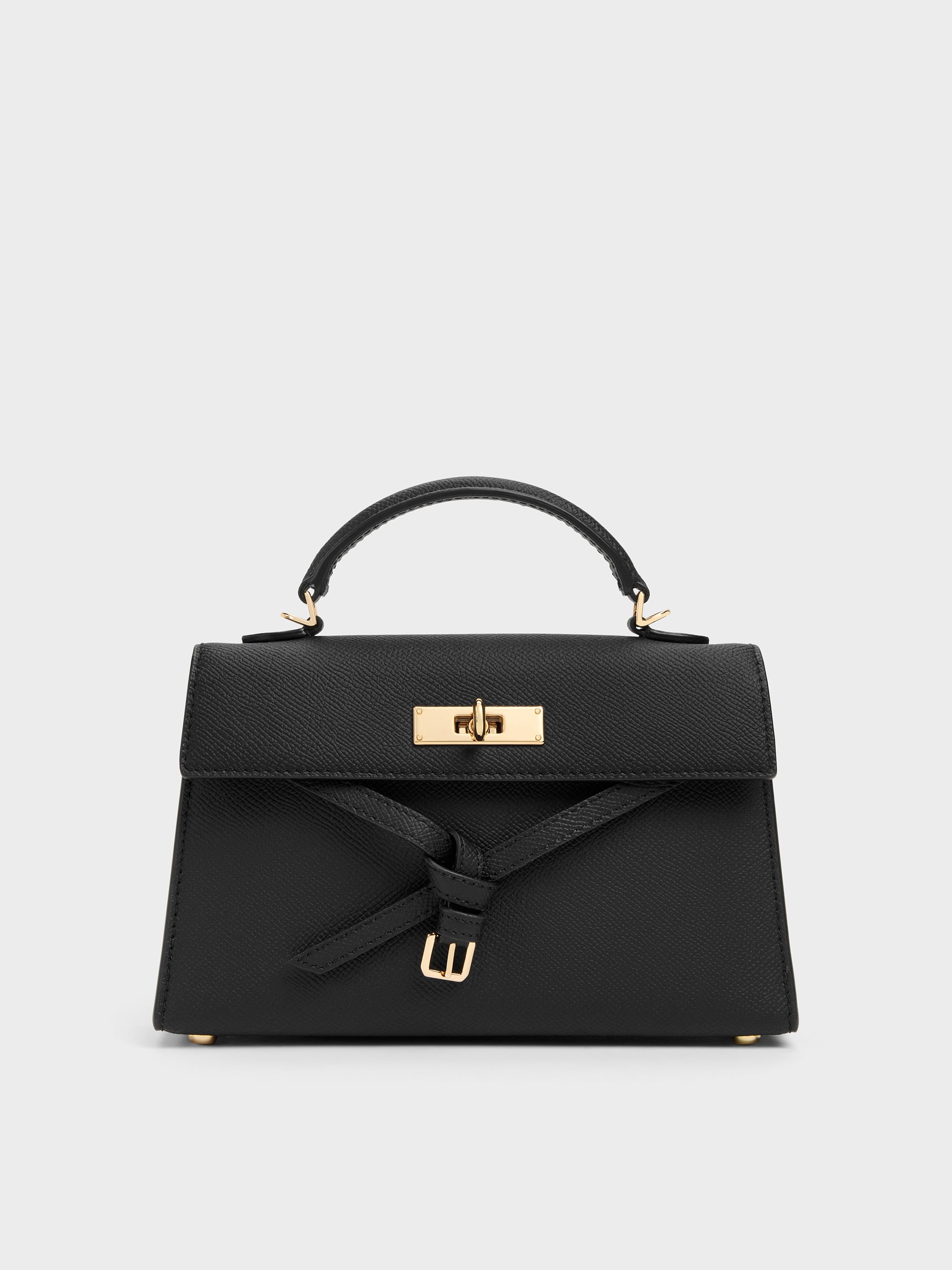 Tricha Knotted-Belt Top Handle Bag - Black - CHARLES & KEITH KR