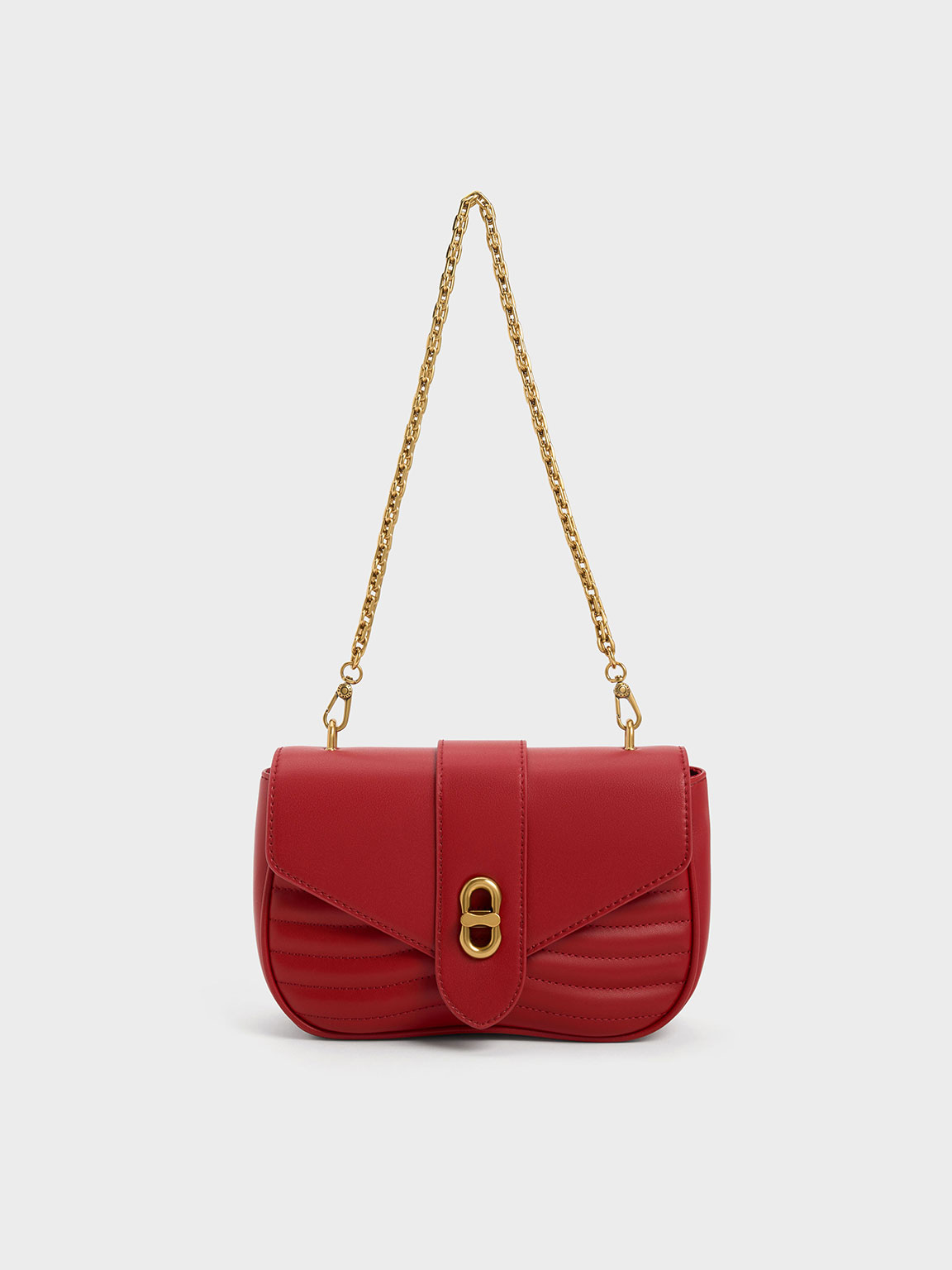 Charles & Keith Aubrielle Panelled Crossbody Bag In Red