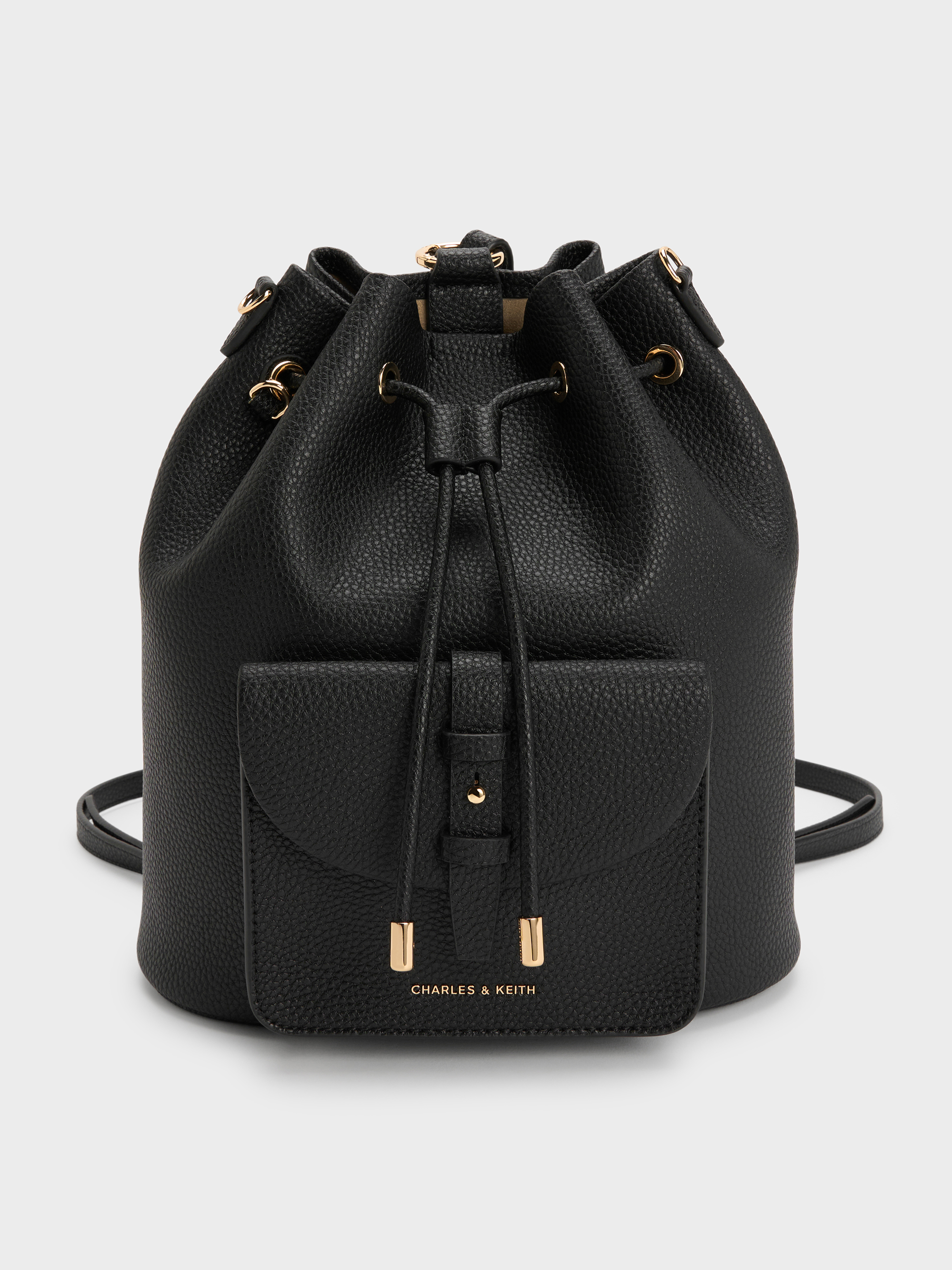 Beryl Drawstring Backpack - Black - CHARLES & KEITH US