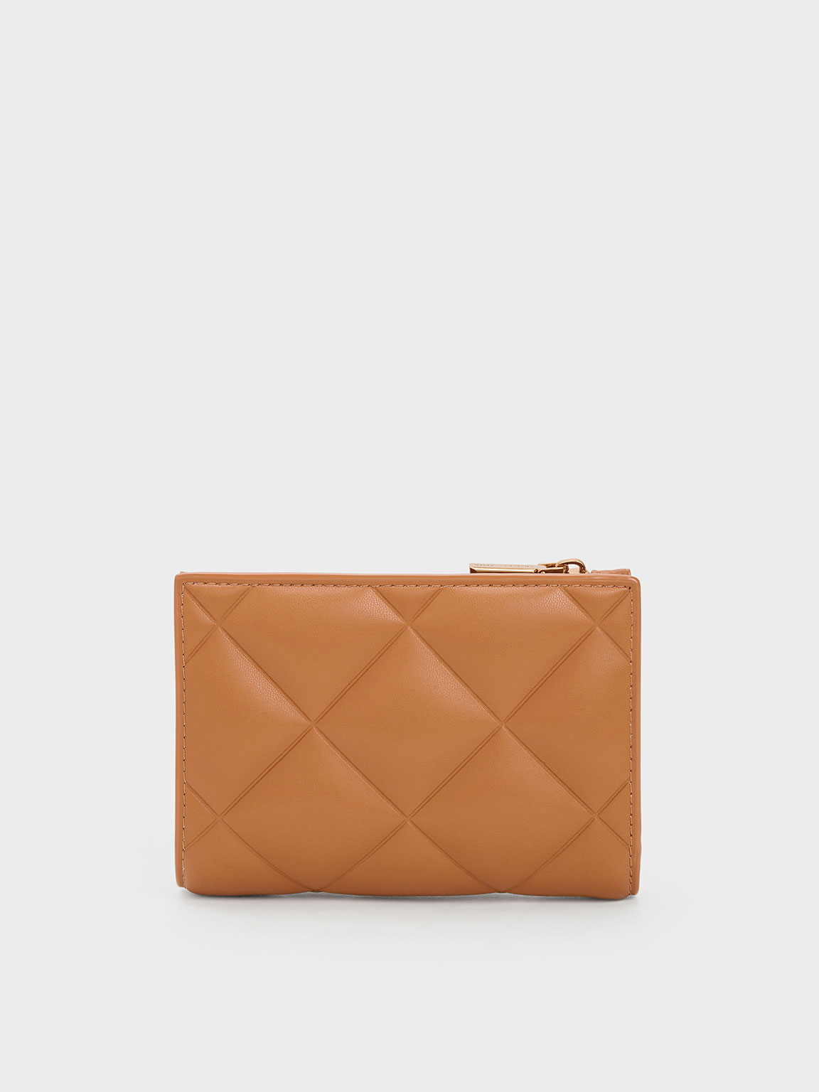 Charles & Keith Gemma Quilted Card Holder In Brown