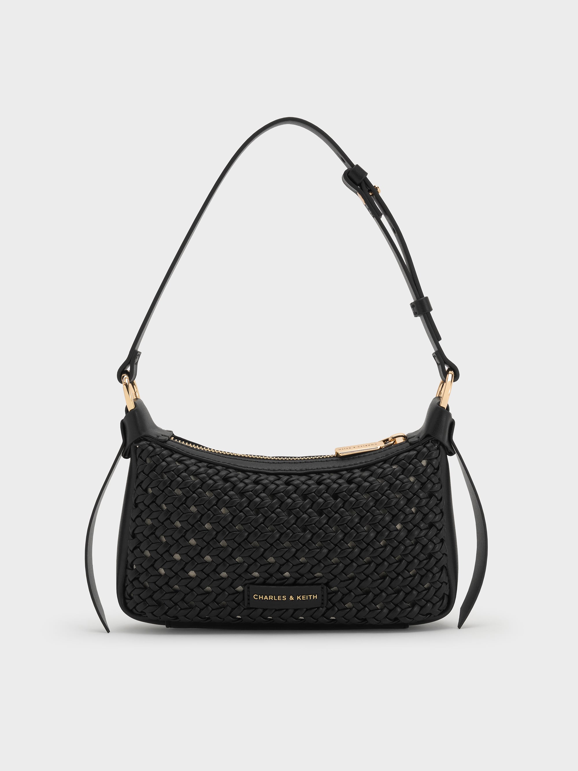 Mini Calla Woven Shoulder Bag - Black - CHARLES & KEITH US