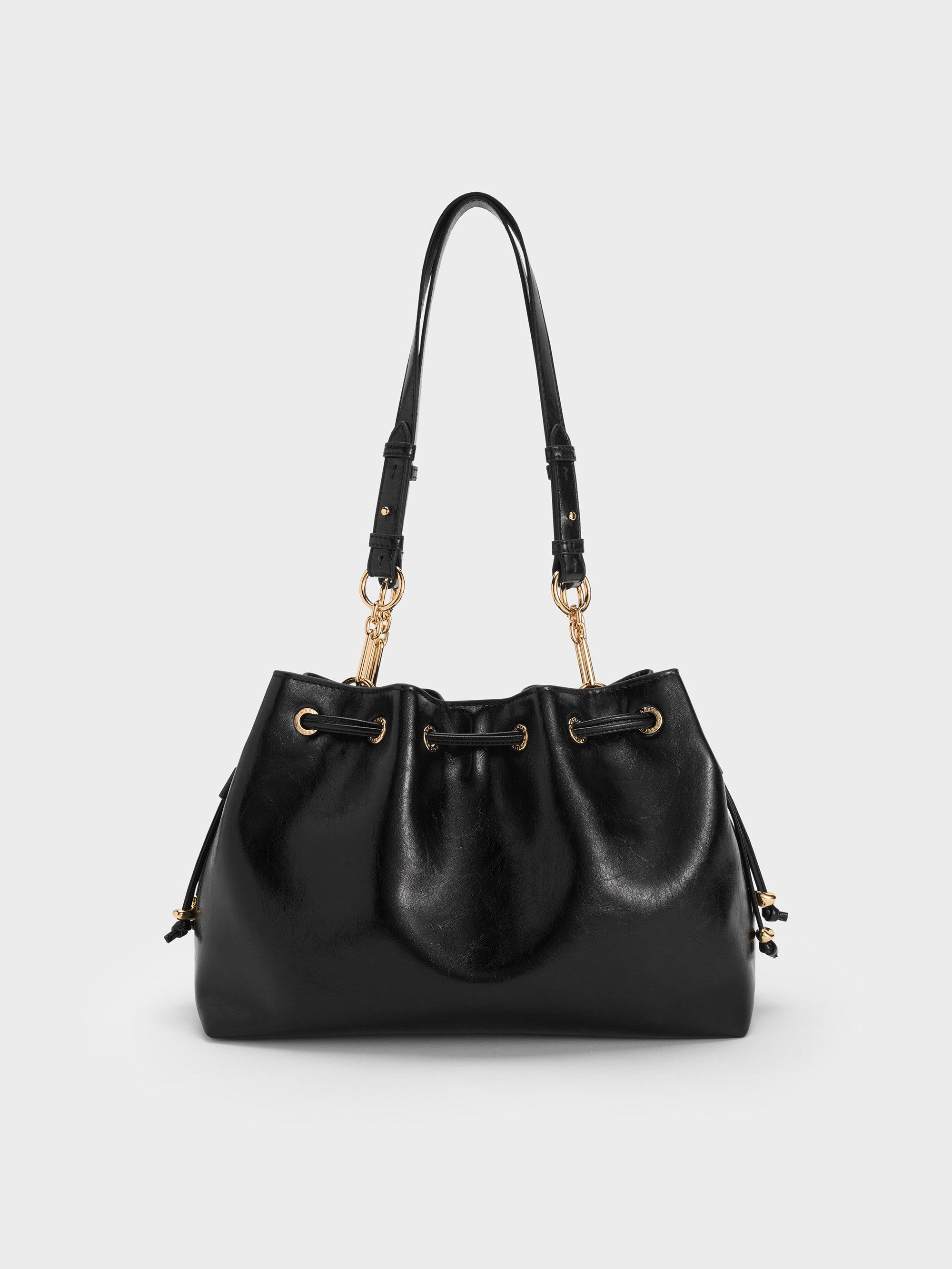 Moxie Drawstring Bucket Bag - Black - CHARLES & KEITH CA