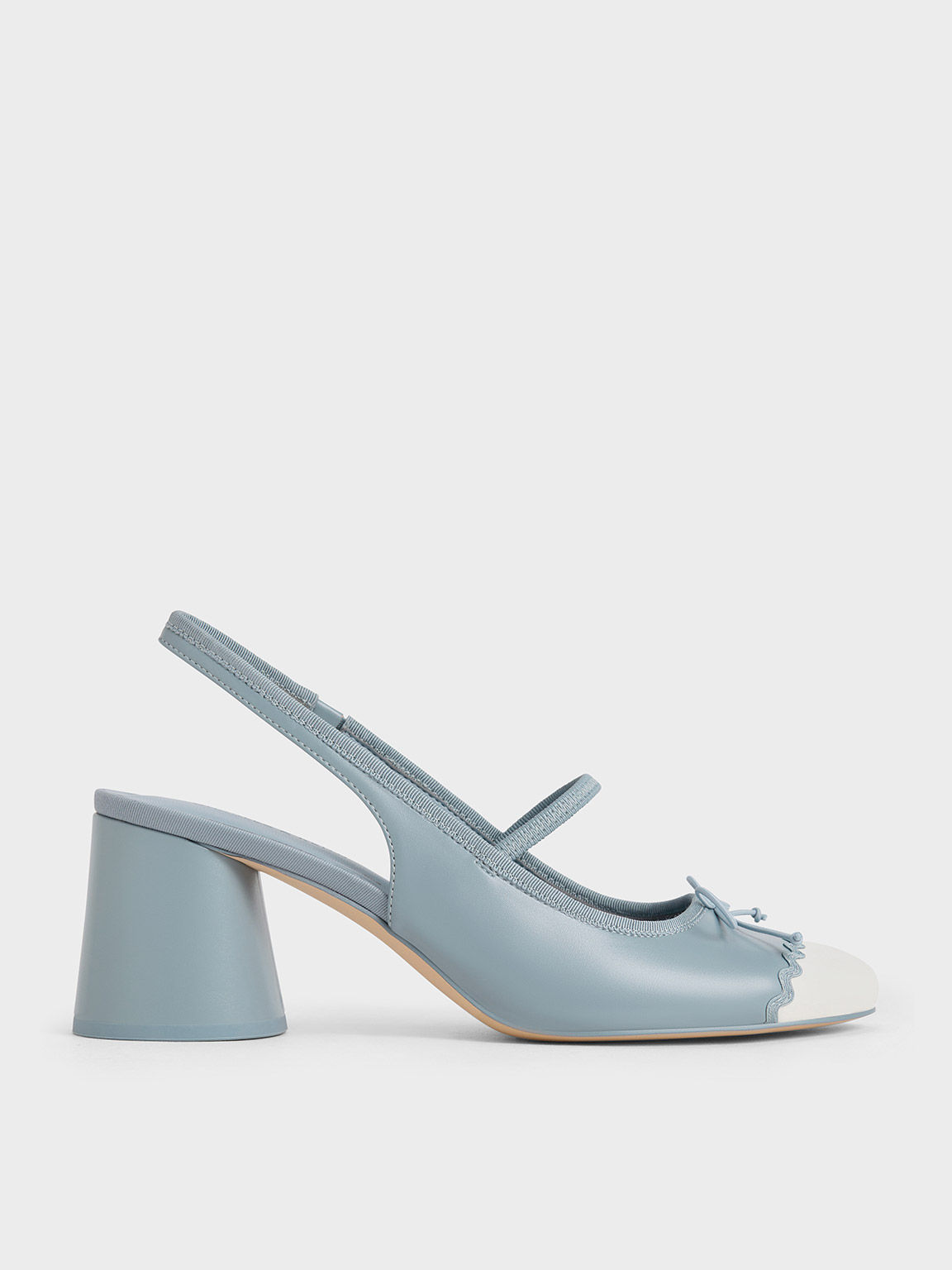 Charles & Keith Two-tone Bow Slingback Pumps In Light Blue