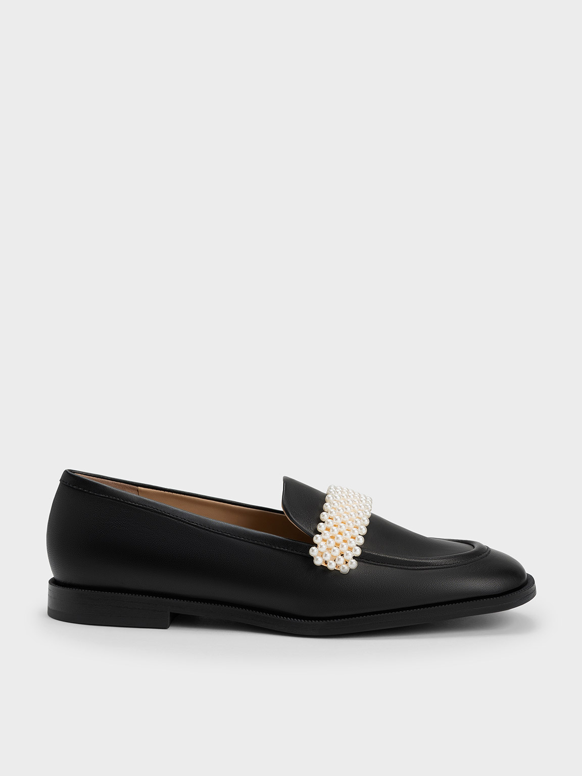 Black Beaded Penny Loafers - CHARLES & KEITH LK