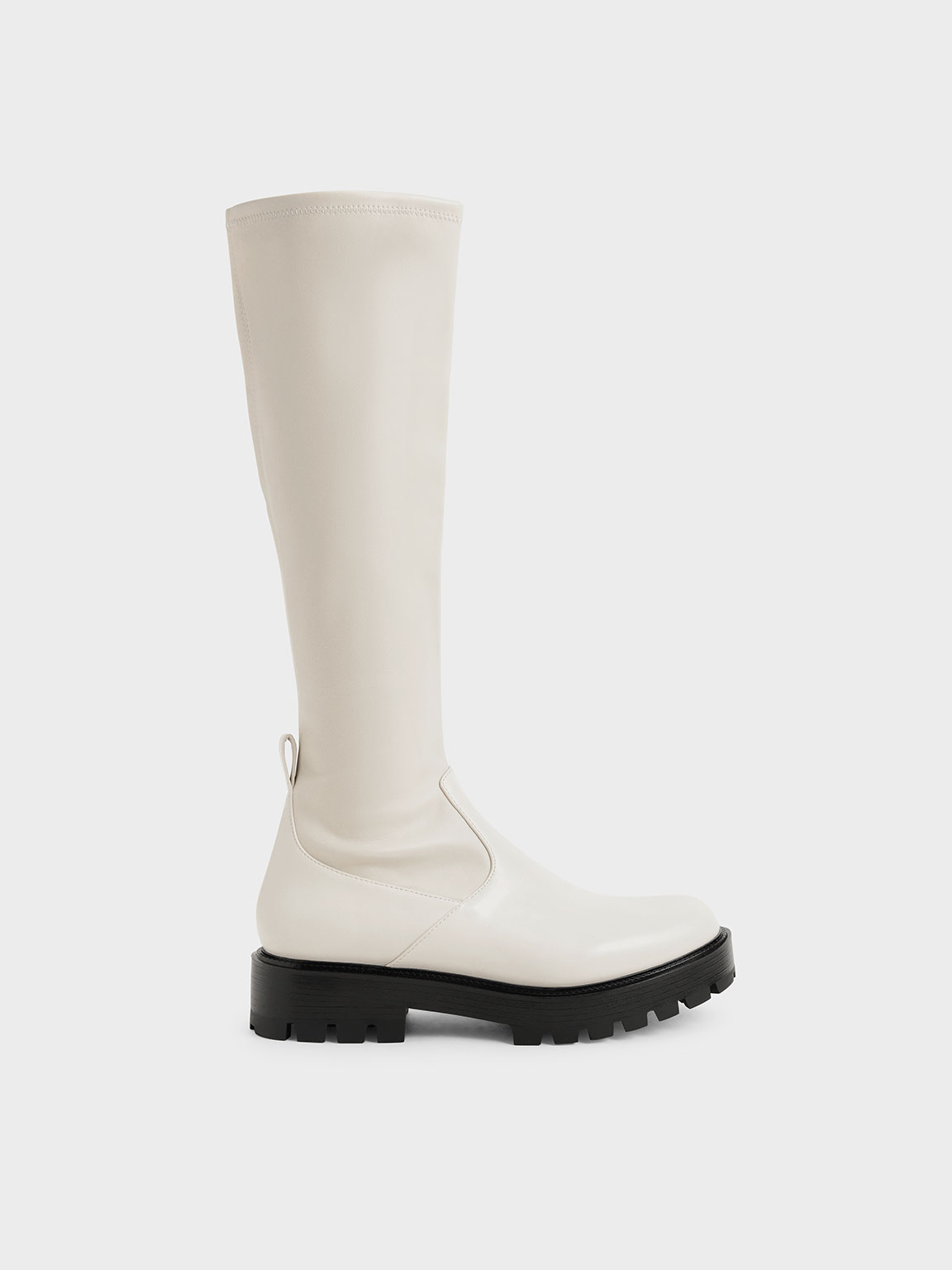Chalk Knee-High Boots - CHARLES & KEITH US
