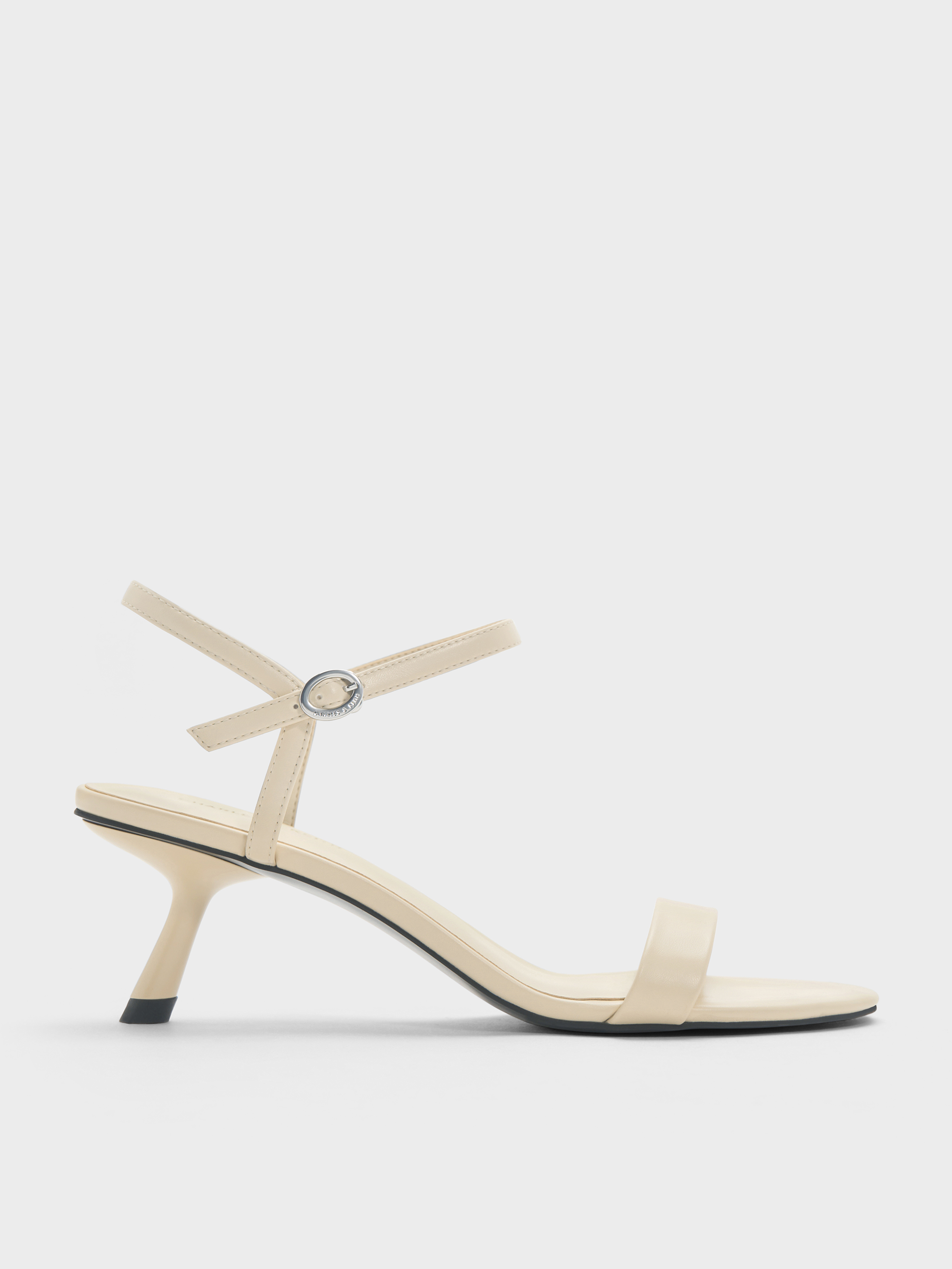 Charles & Keith - Slant-heel Ankle-strap Sandals In Neutral