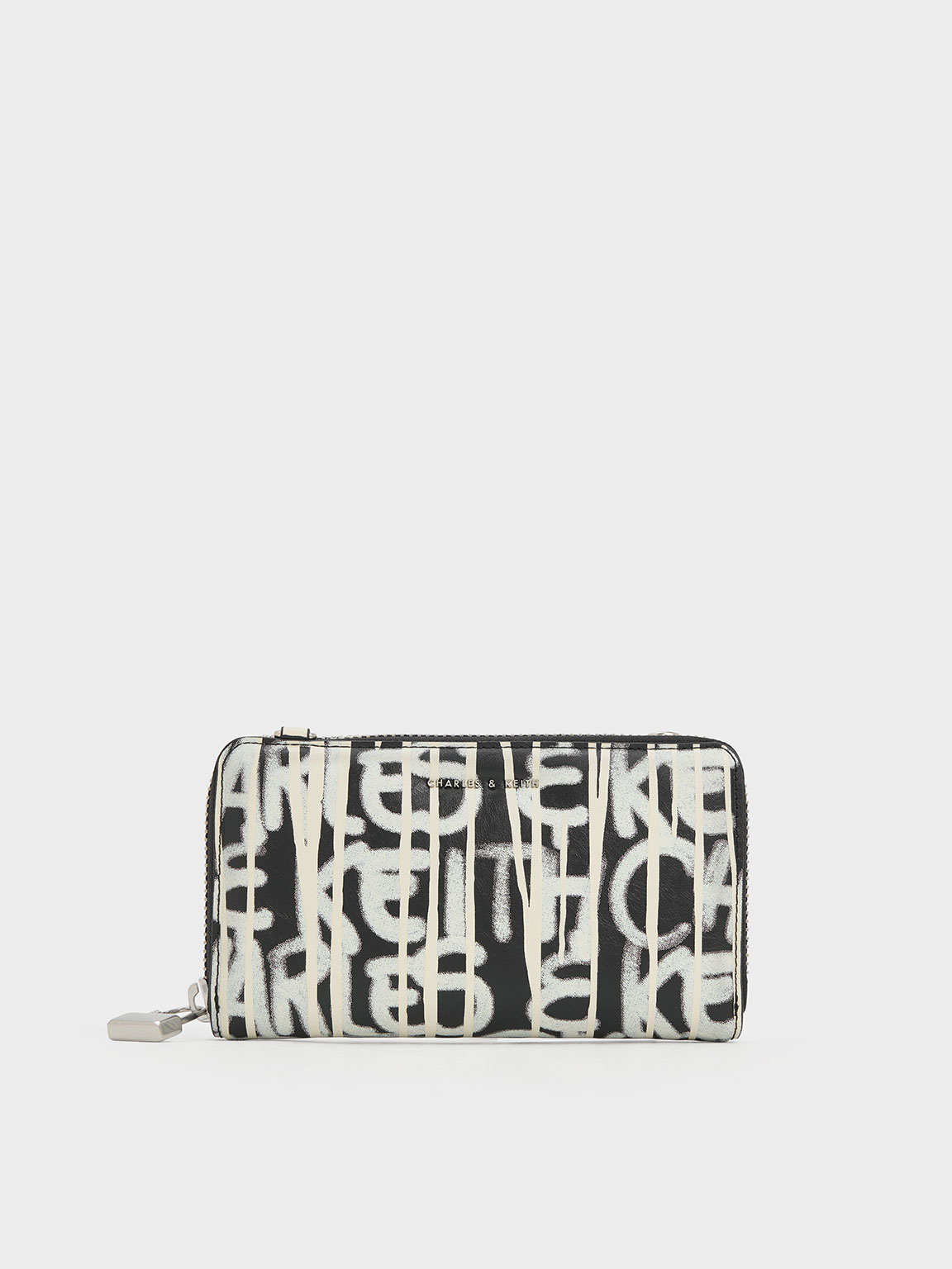 Charles & Keith Swing Printed Zip Key Pouch In Multi