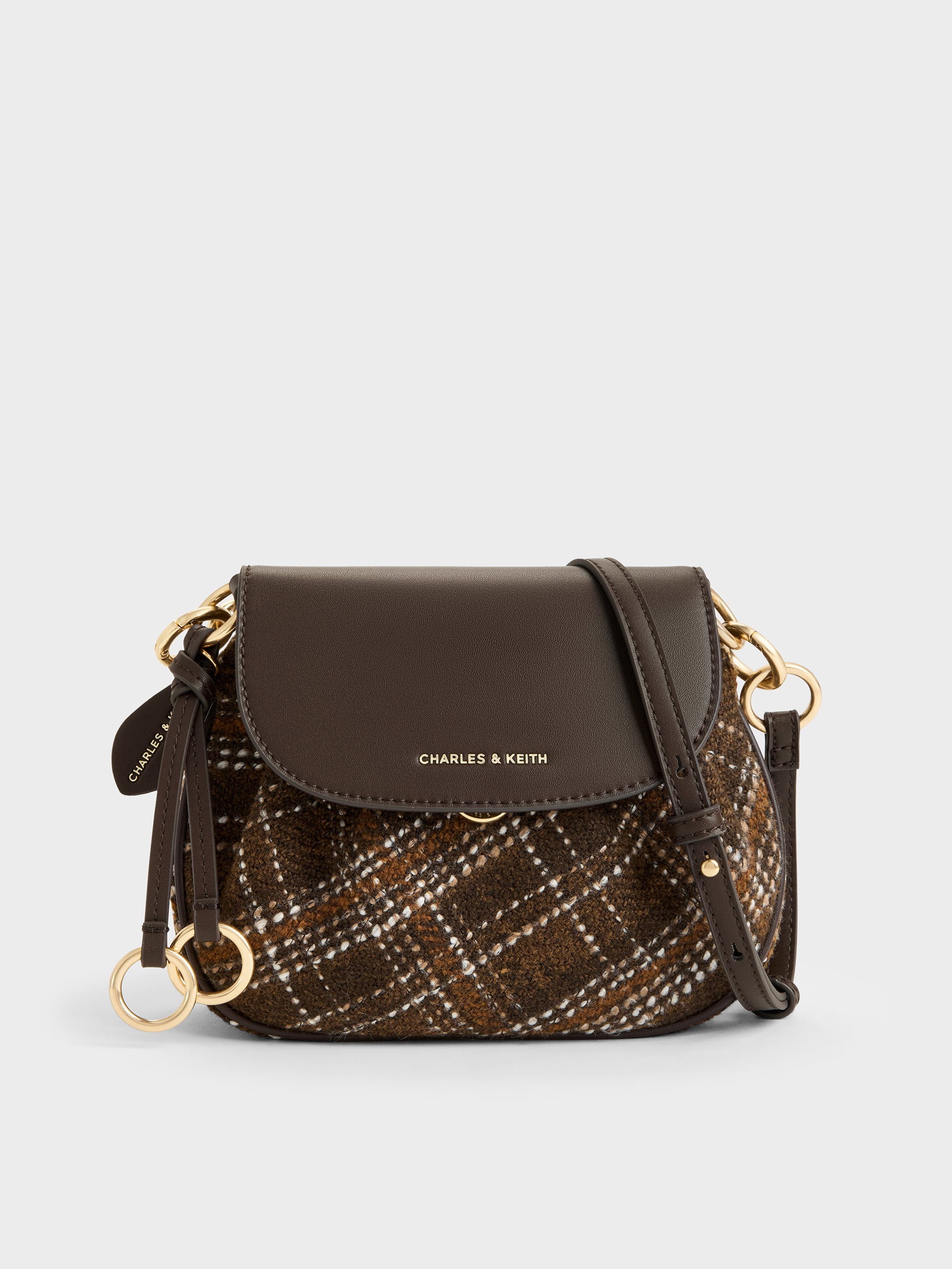 Britton Checkered Ruched Saddle Bag - Multi - CHARLES & KEITH US