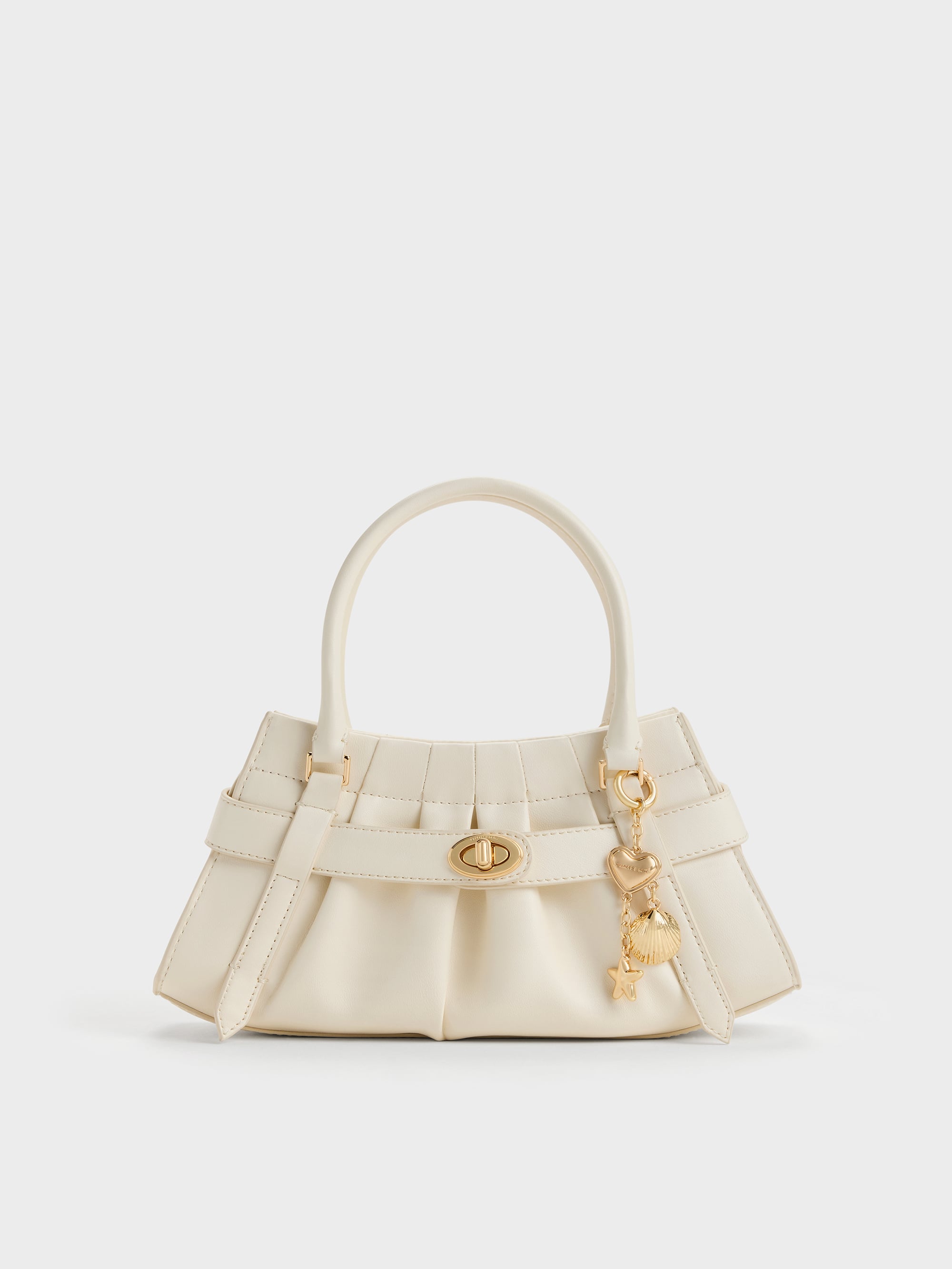 Isolde Belted Ruched Crossbody Bag - Cream - CHARLES & KEITH US