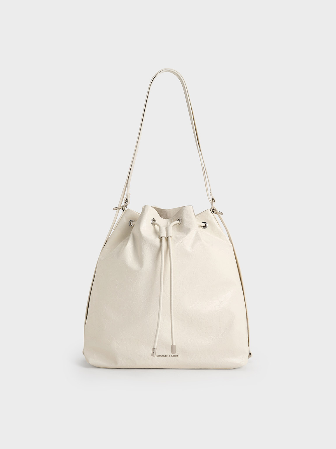 Charles & Keith Neva Two-way Bucket Bag In Neutral