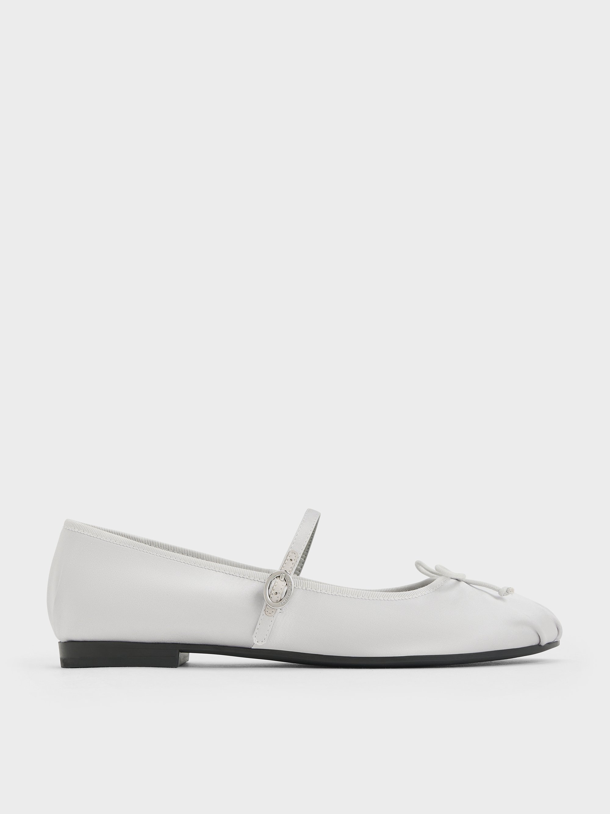靴 Mary Jane Crystal Ribbon Satin Flats White Satin Maryjane Flats with Satin Bow, Girl Shoes