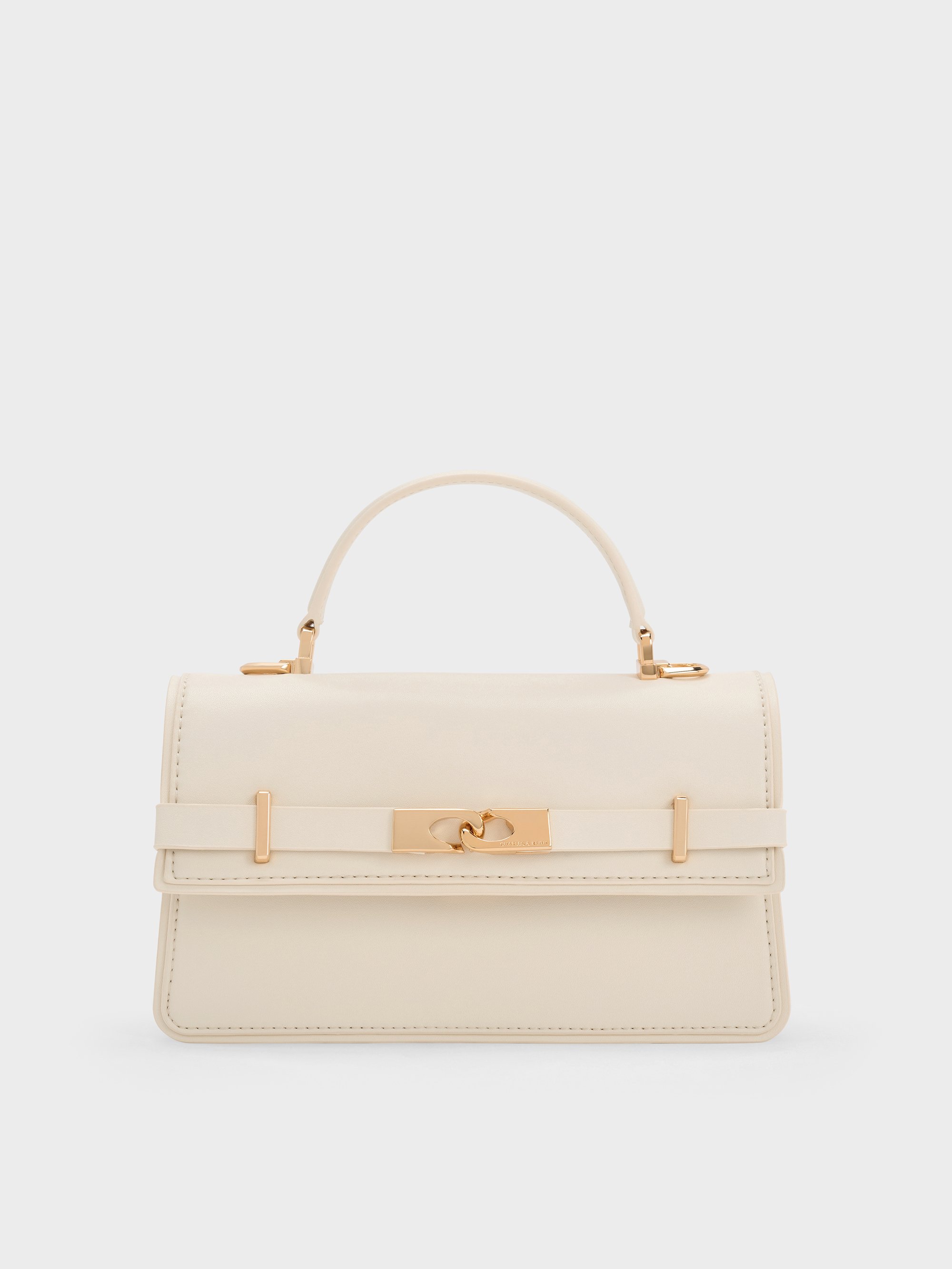 Charles & Keith - Arlet Belted Top Handle Bag In White