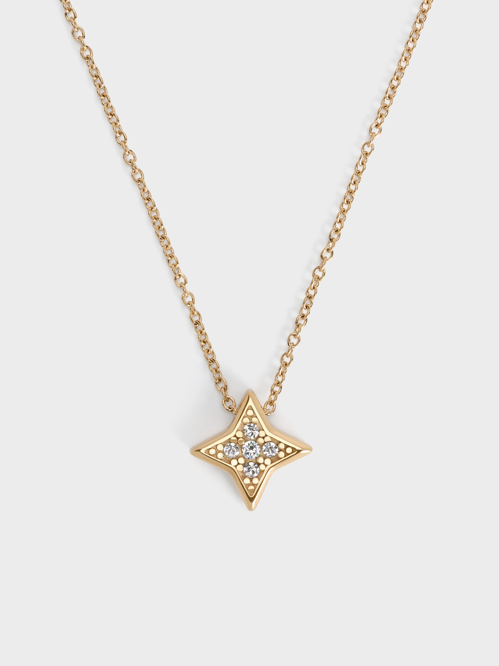 Gold Everest Crystal Star Necklace - Gold - Accessories - CHARLES