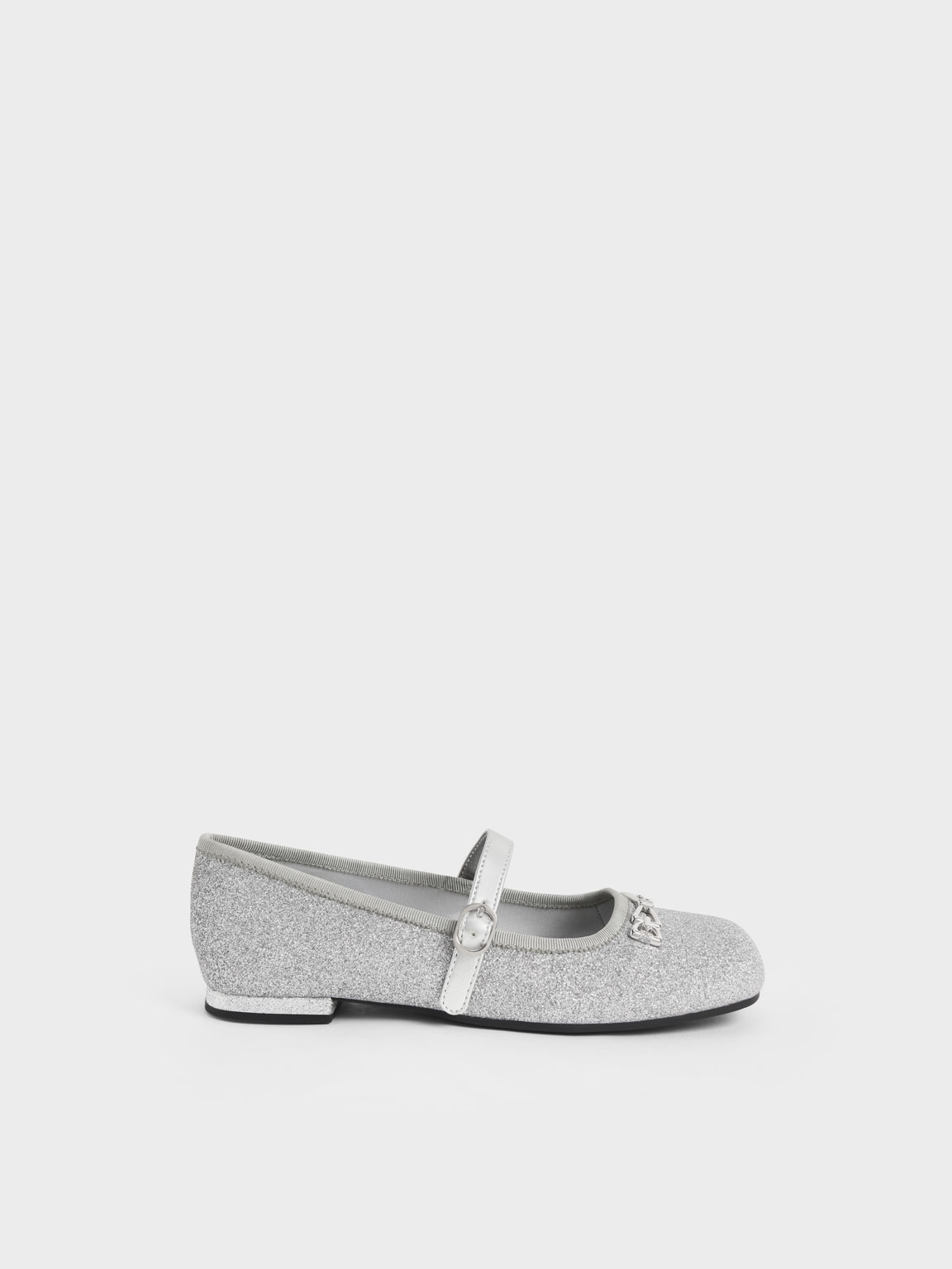 Silver Girls' Metallic Accent Glittered Mary Janes - CHARLES & KEITH ...