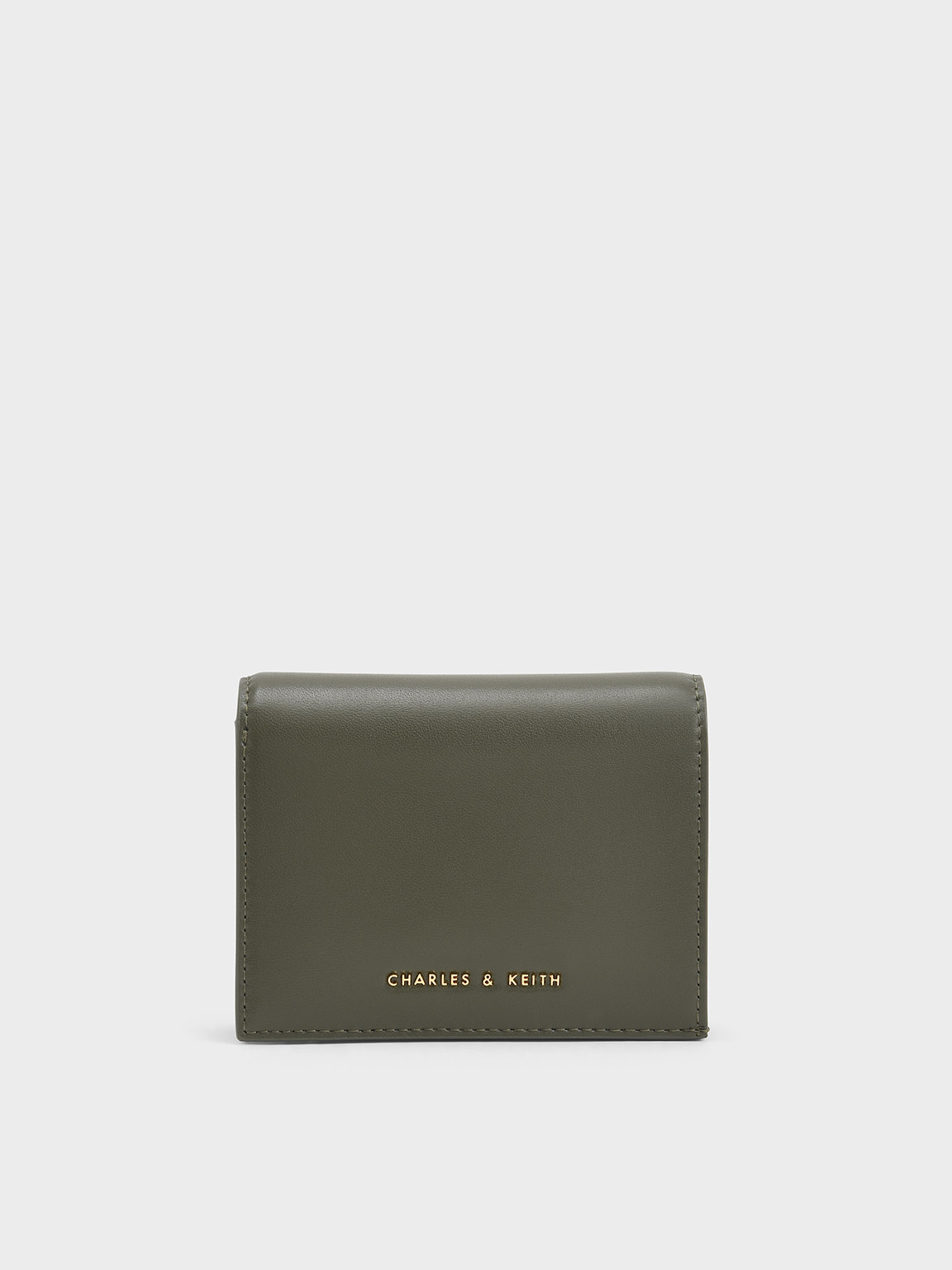 Charles & Keith - Women's Snap Button Mini Short Wallet, Olive, Xxs