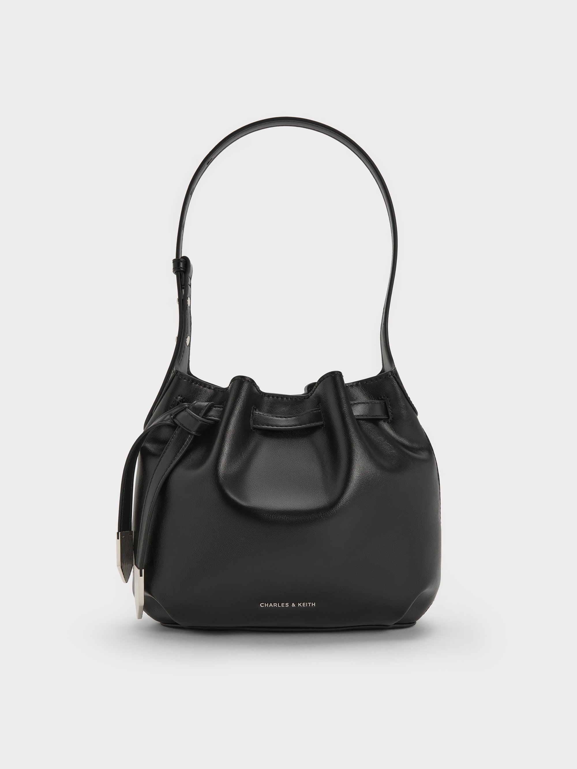 Noir Clementine Metallic-Accent Drawstring Bucket Bag Noir Clementine Metallic-Accent Drawstring Bucket Bag