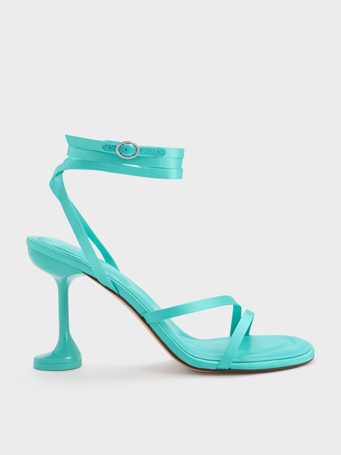 Charles & Keith Celestine Sculptural Heel Strappy Sandals In Blue
