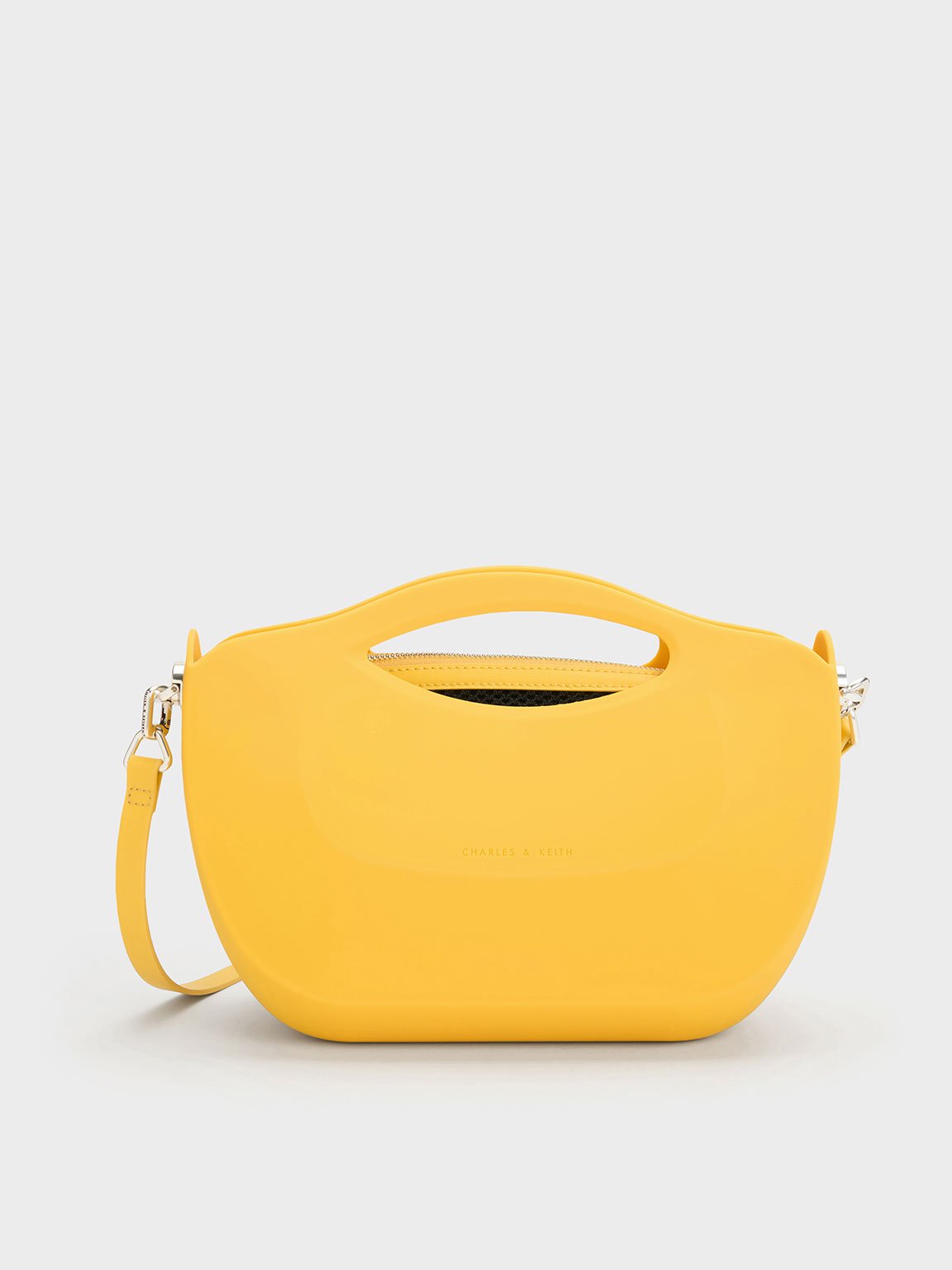 Charles & Keith Cocoon Curved Handle Bag In Yellow