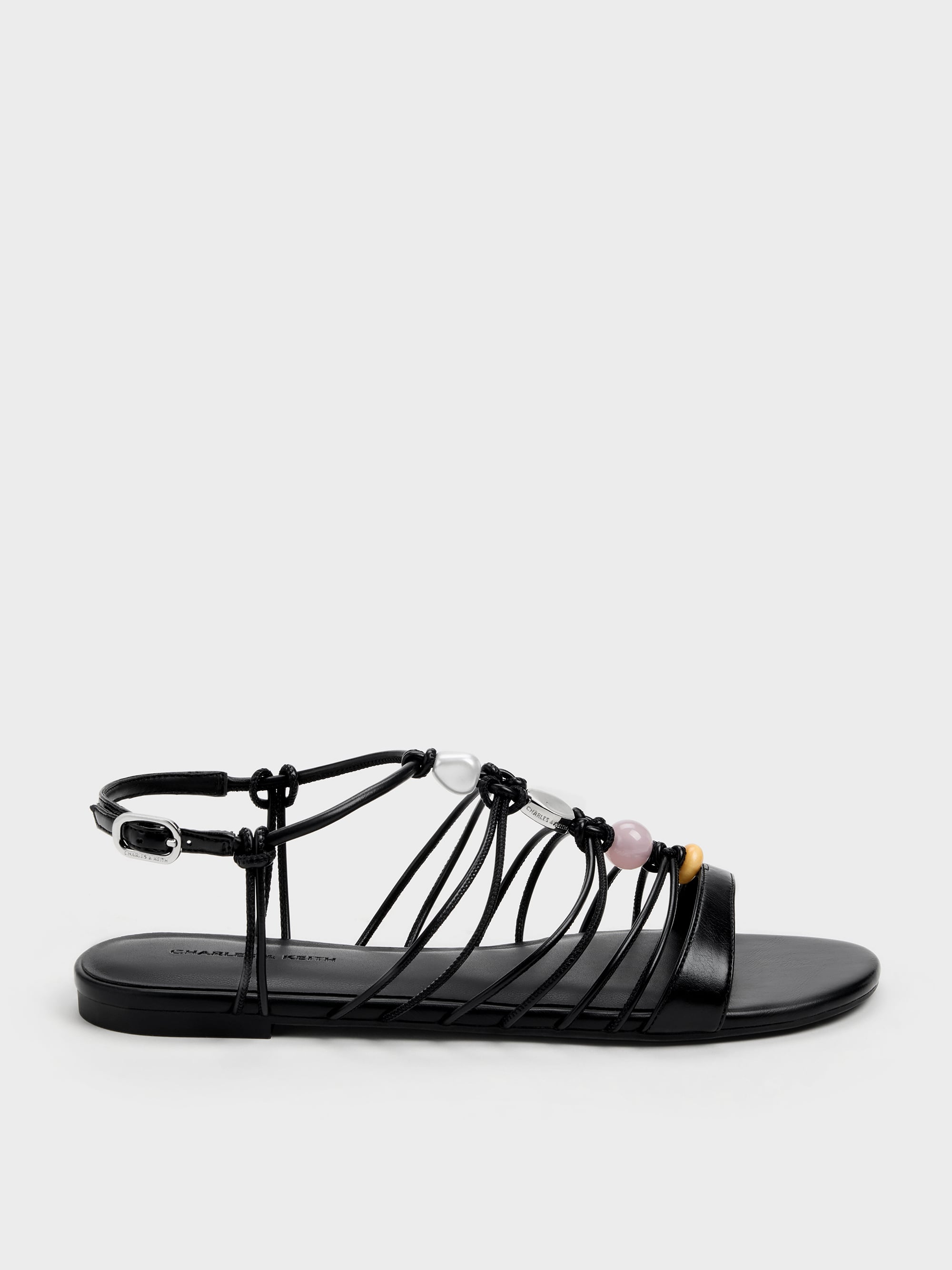 Georgie Bead Strappy Sandals - Black - CHARLES & KEITH SG