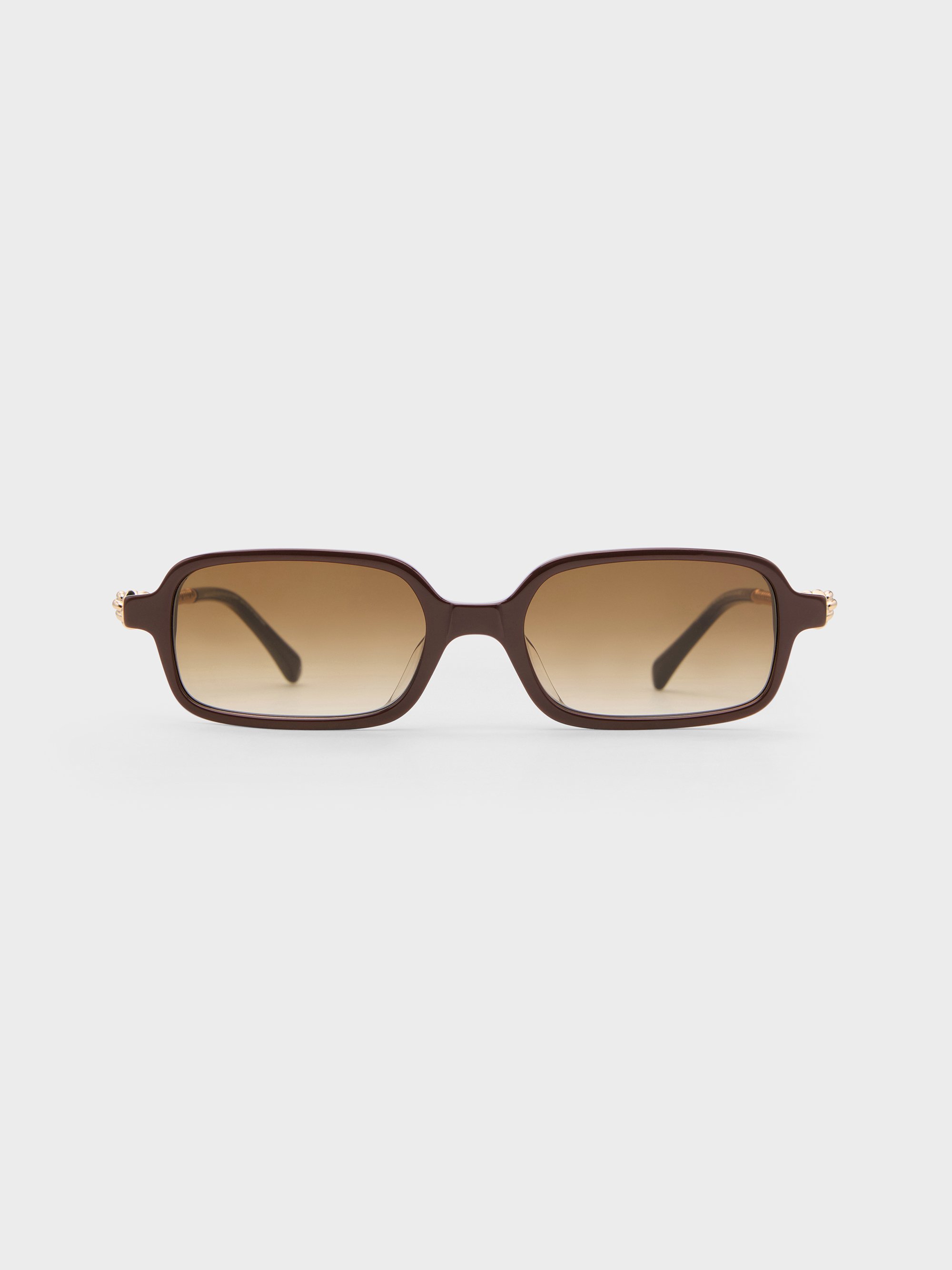 Espresso Brown Sable Knot Rectangular Sunglasses - Espresso Brown
