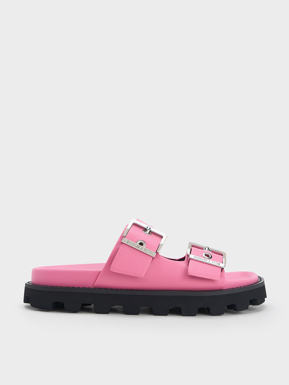 Charles & Keith Trill Grommet Double-strap Sandals In Pink