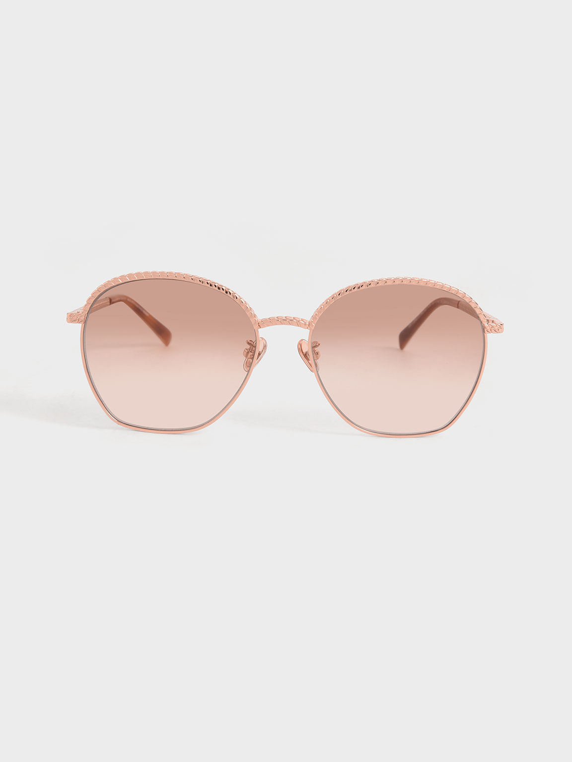 Charles & Keith Braided Butterfly Sunglasses In Rose Gold