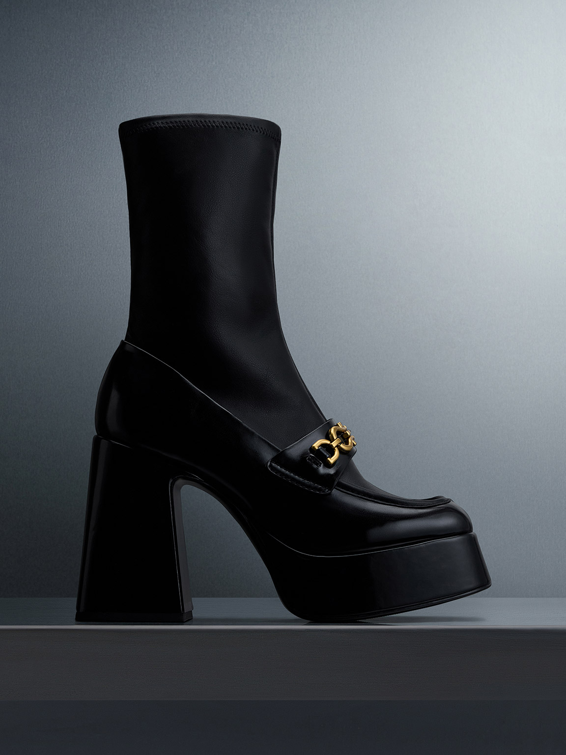 Black Pixie Platform Ankle Boots - CHARLES & KEITH CA